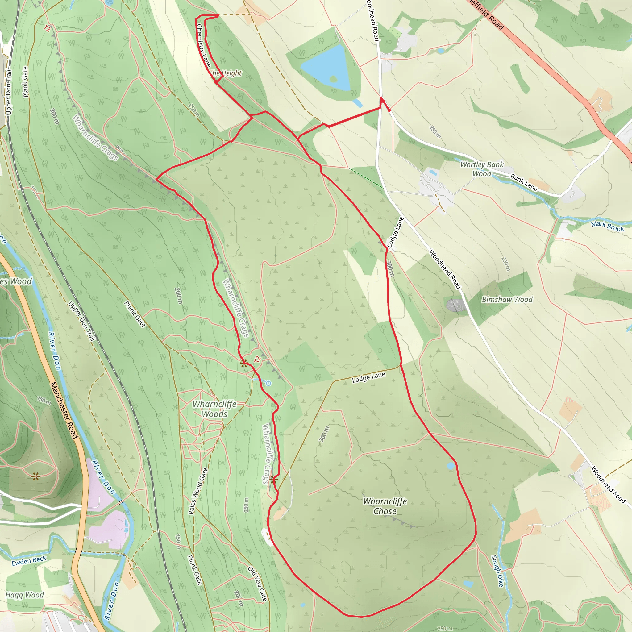 The Height and Wharncliffe Woods Loop mobile static map