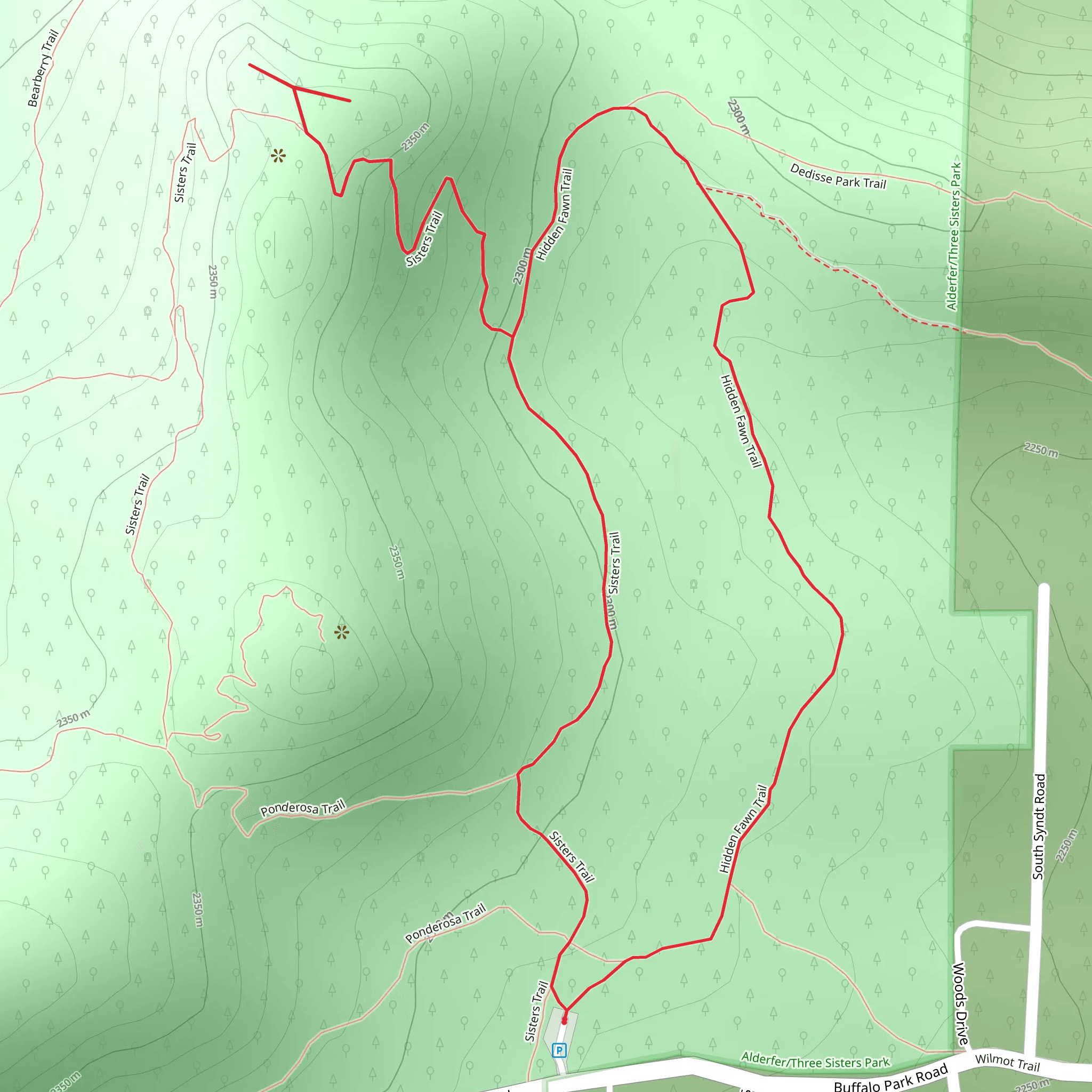 Sisters and Hidden Fawn Loop Trail mobile static map