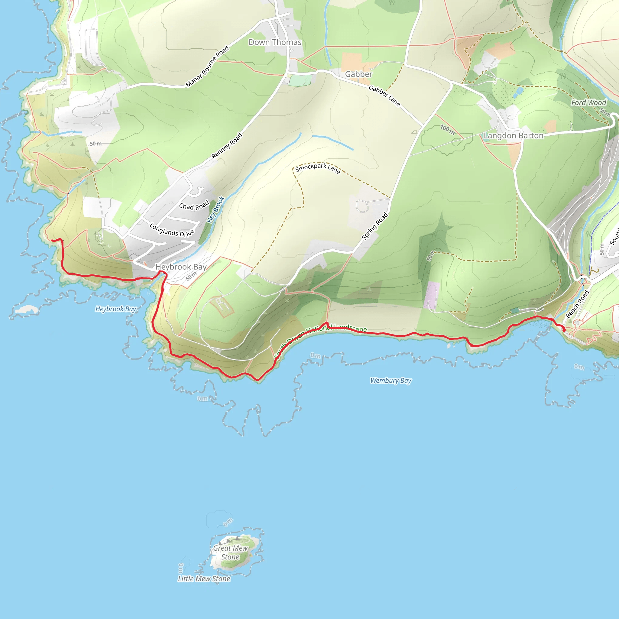 Wembury Beach to Heybrook Bay mobile static map