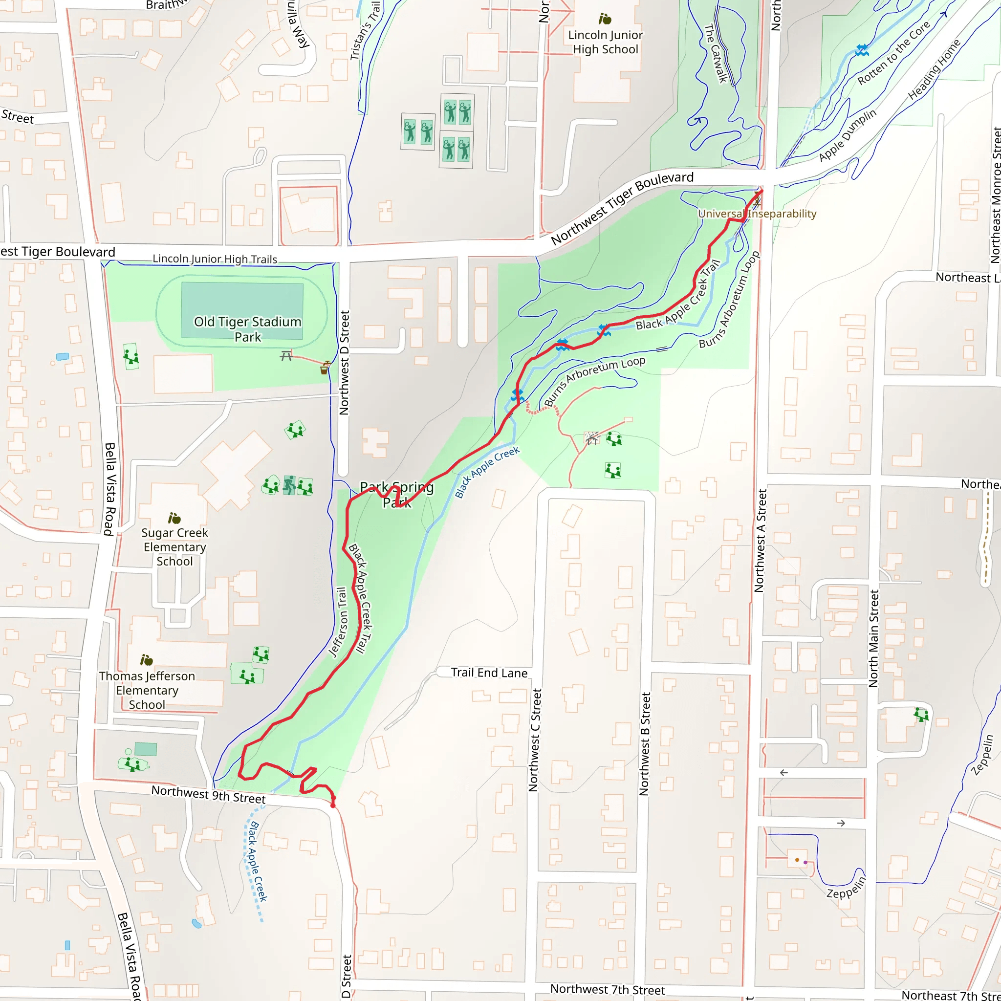 Black Apple Creek Trail mobile static map