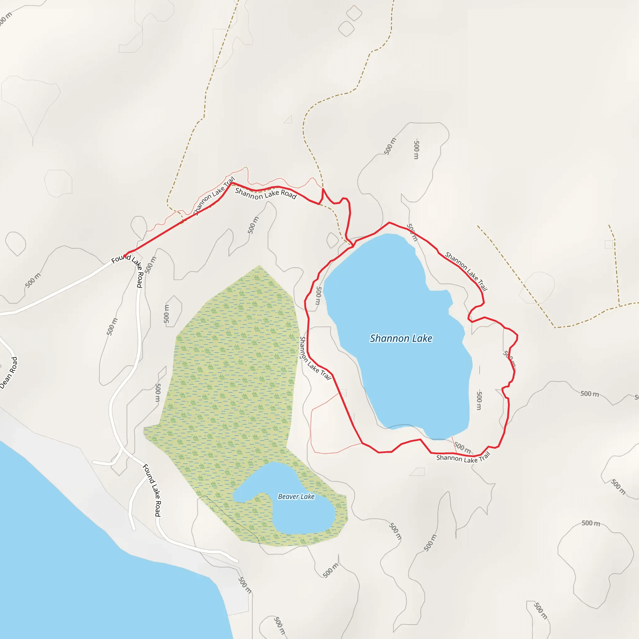 Shannon Lake Trail Loop mobile static map
