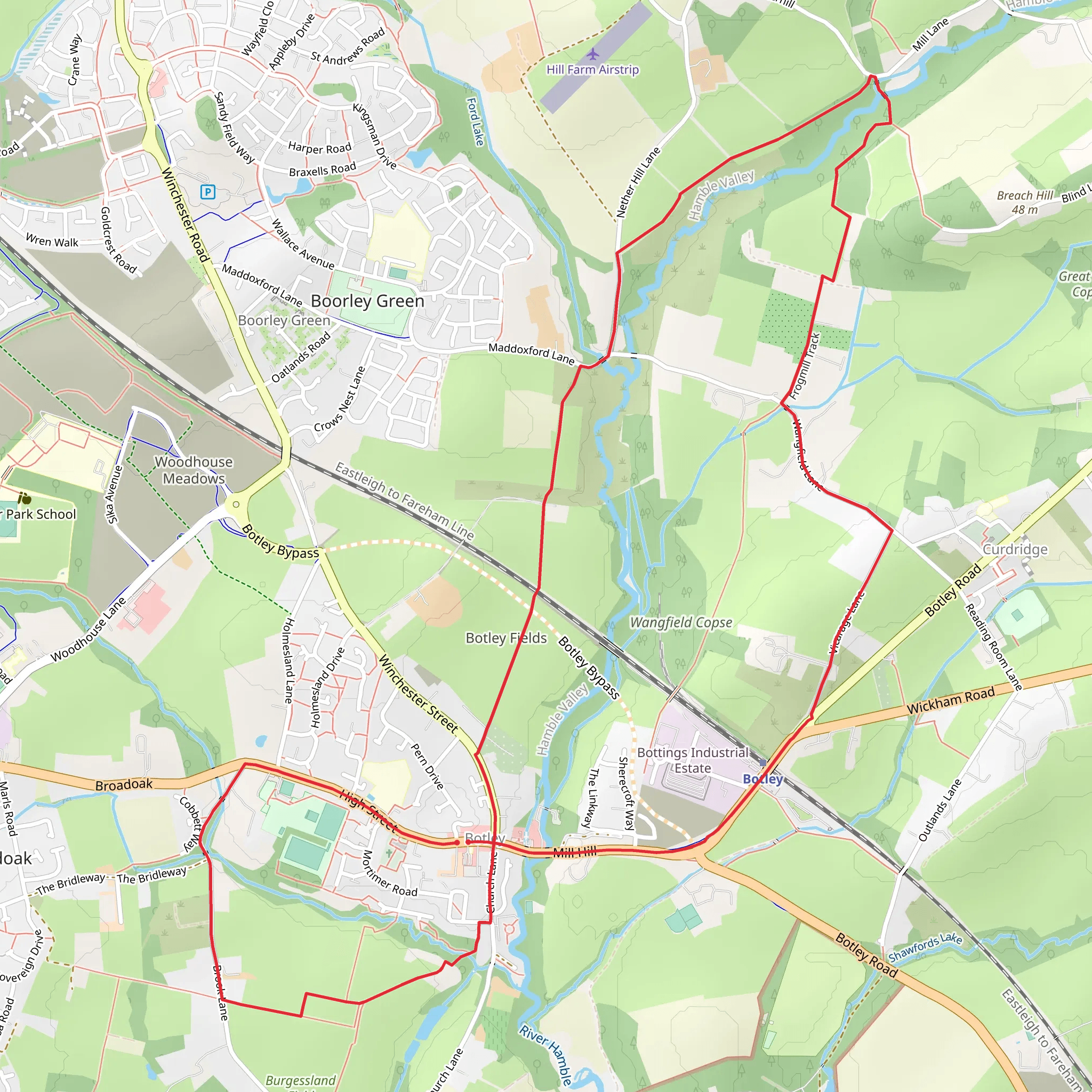 Pudbrook Lake and Botley Loop mobile static map