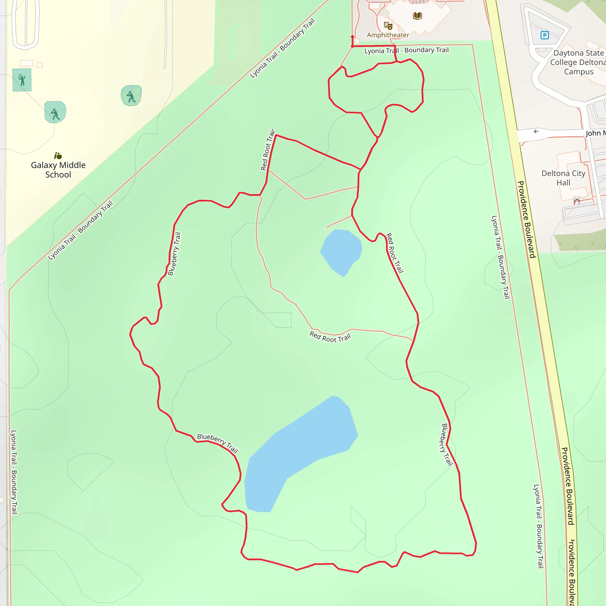 Rusty Lyonia Trail, Red Root Trail and Blueberry Trail Loop mobile static map