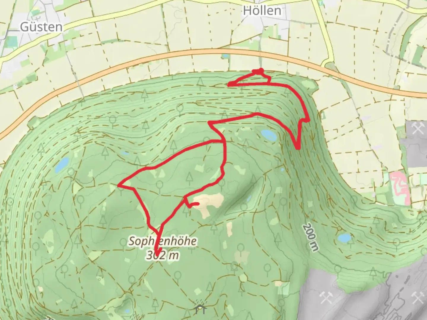 An image depicting the trail Höller Horn and Roemerturm via Arnold Mock Weg and its surrounding area.