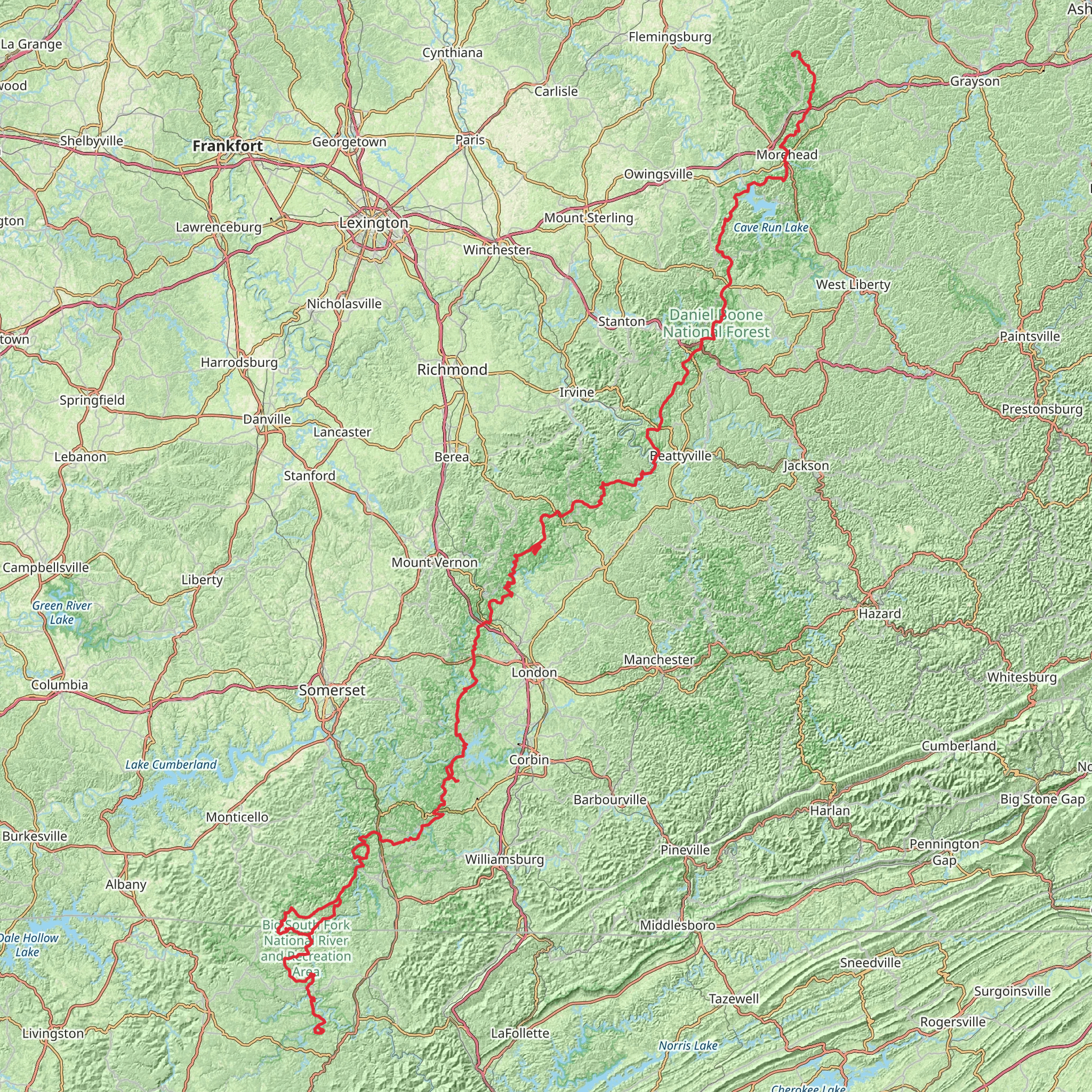 Sheltowee Trace Trail mobile static map