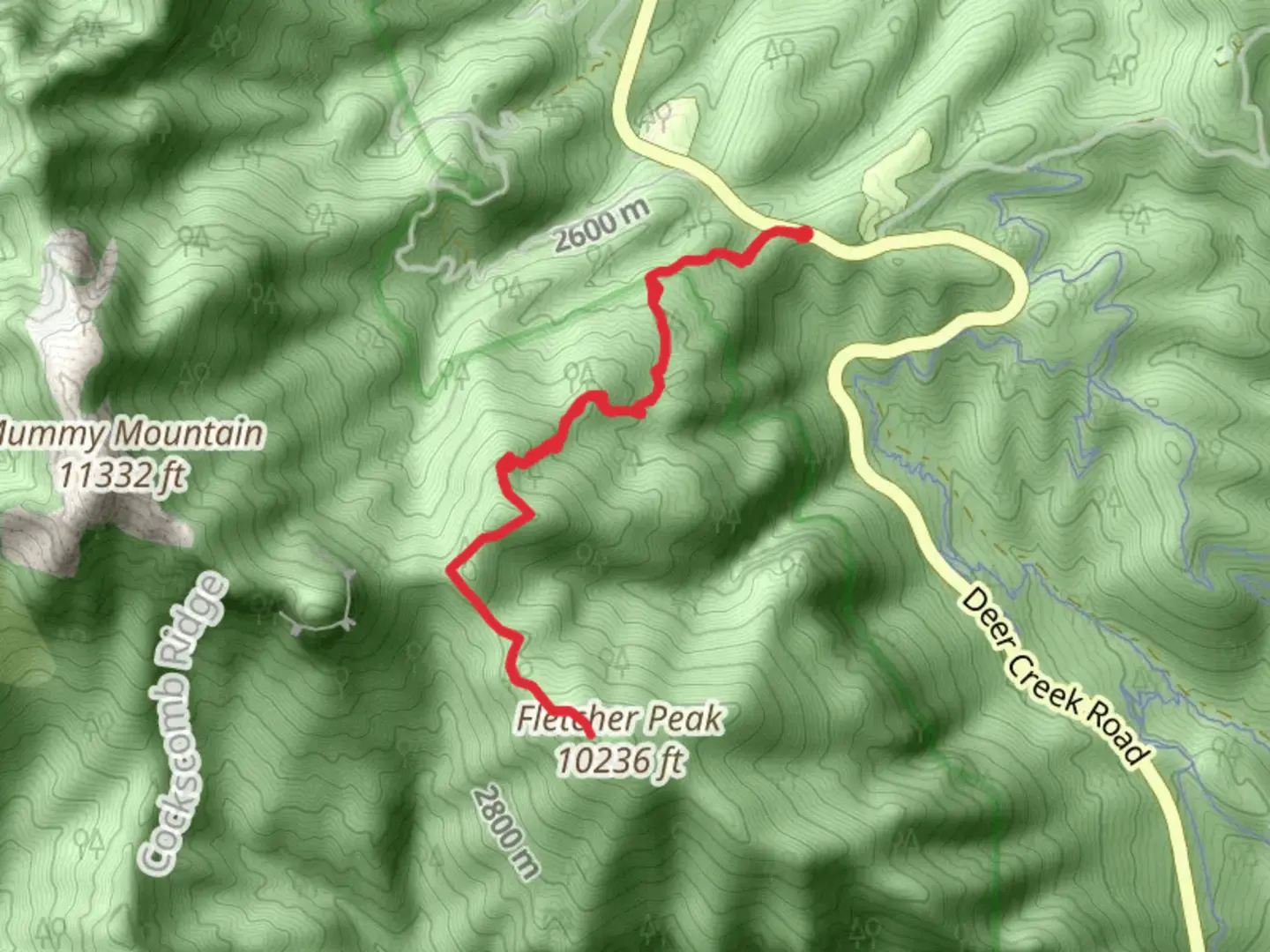 An image depicting the trail Fletcher Peak via Charleston Peak Trail and its surrounding area.