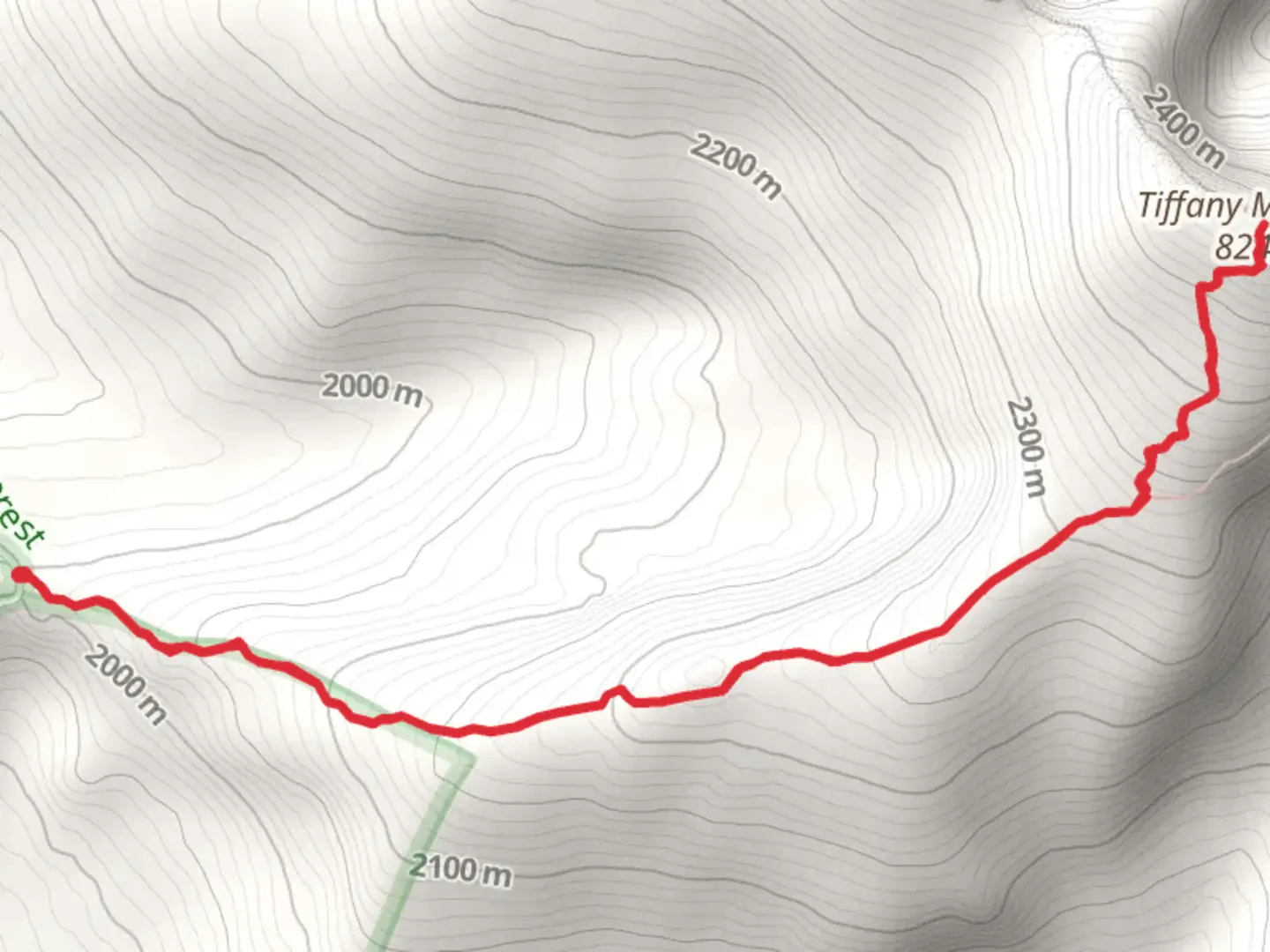 An image depicting the trail Tiffany Mountain Out and Back and its surrounding area.