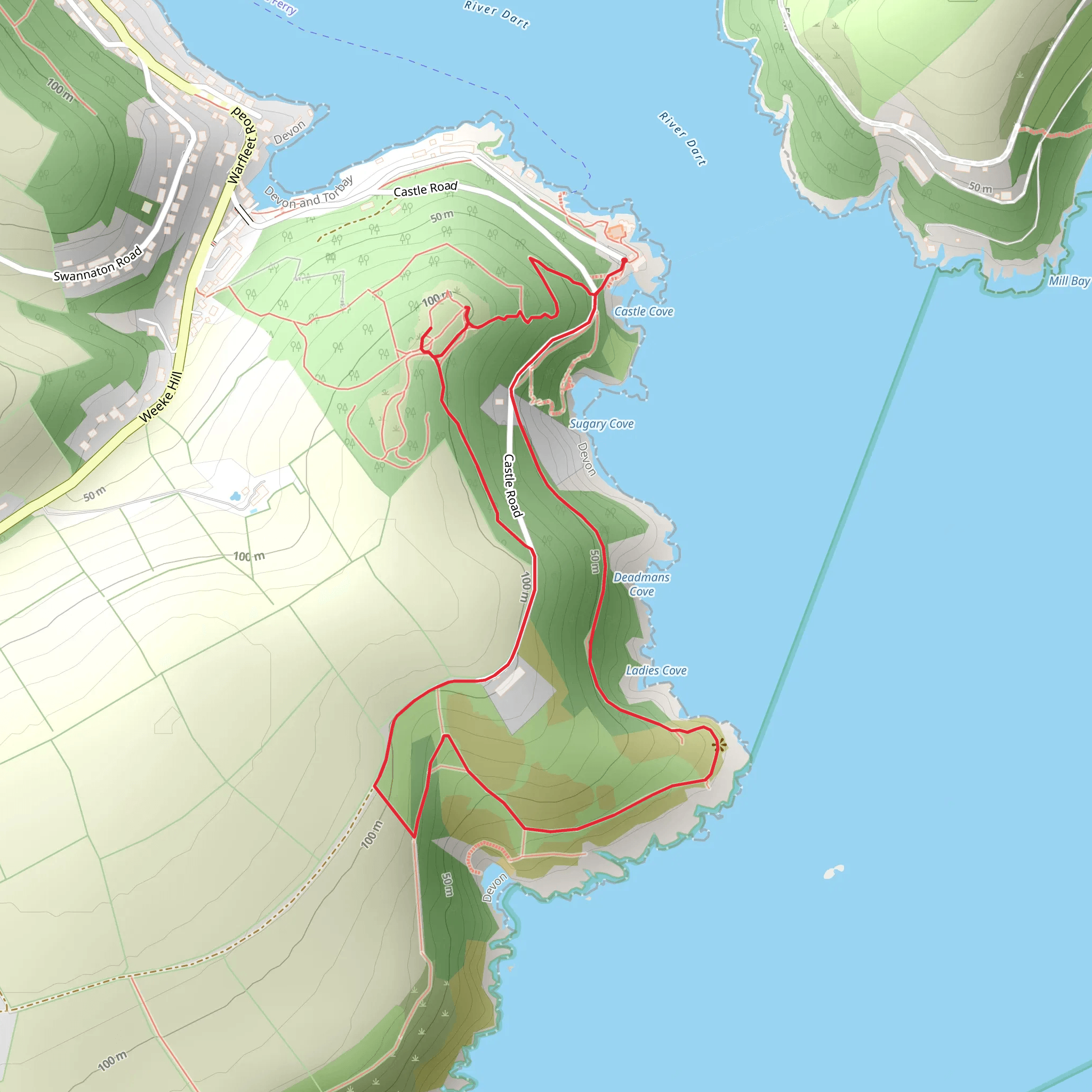 Dartmouth Castle and Compass Cove Walk mobile static map