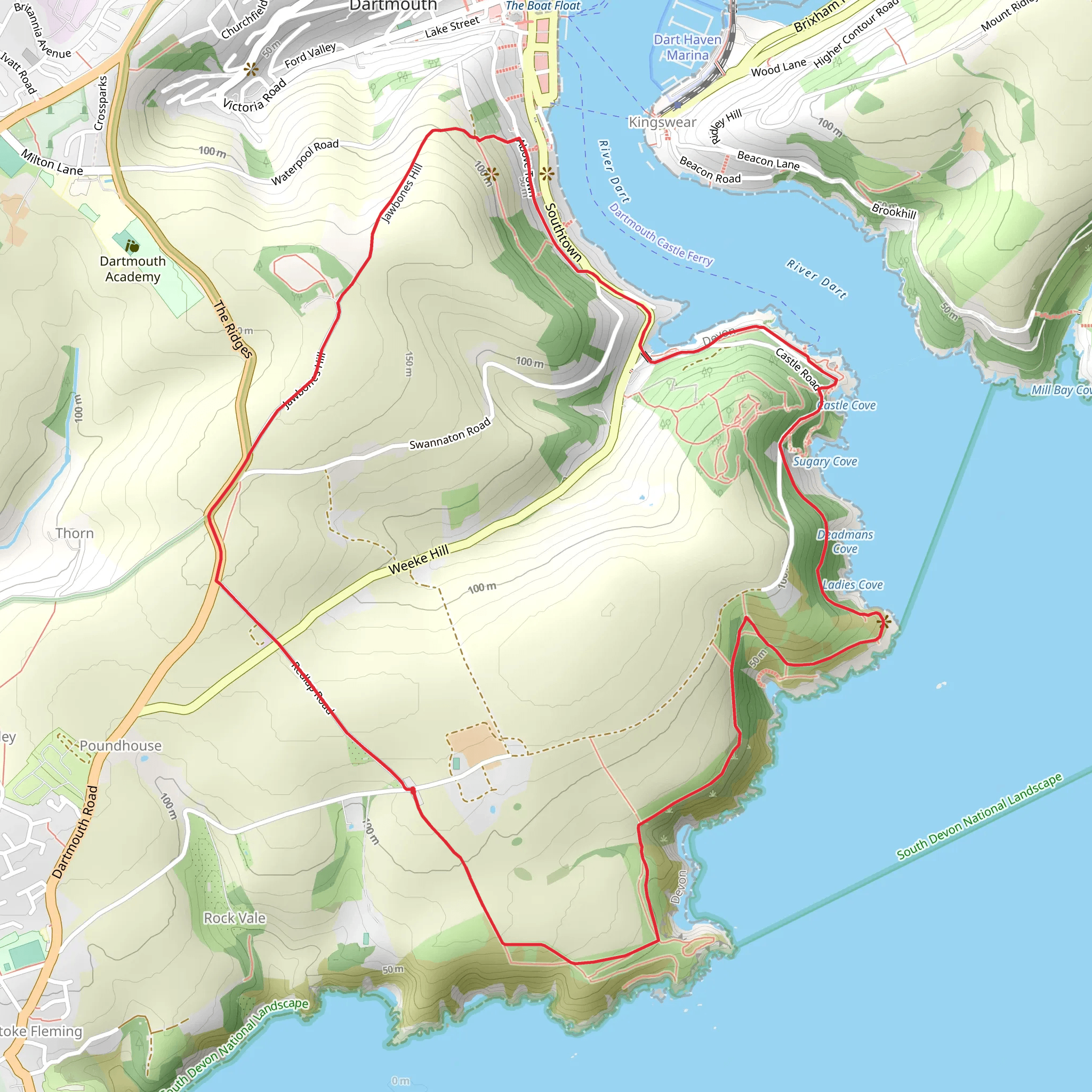 National Trust - Little Dartmouth Circular Walk via Diamond Jubilee Way mobile static map