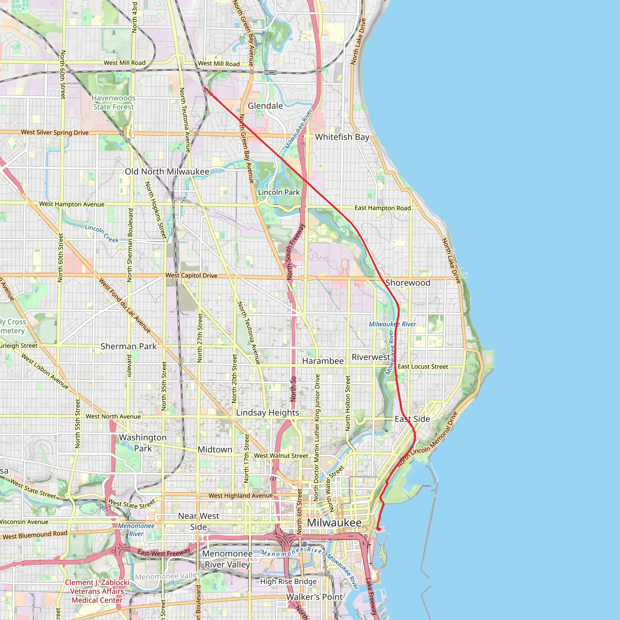 Milwaukee River mobile static map