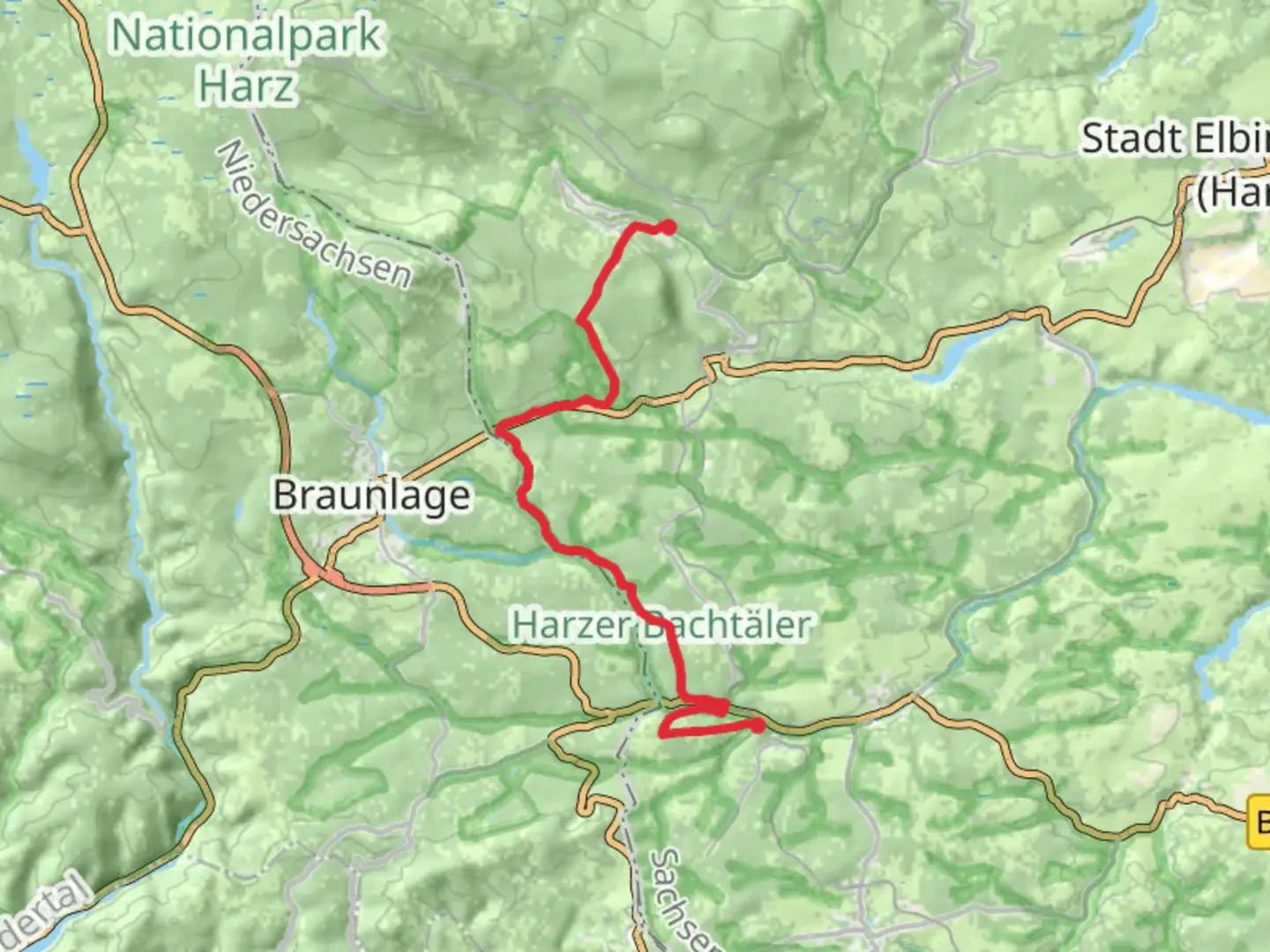 An image depicting the trail Sorge to Schierke Walk and its surrounding area.