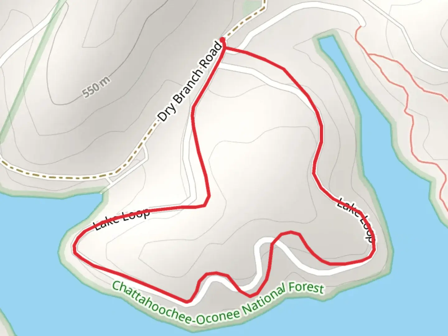 An image depicting the trail Dry Branch Road Loop and its surrounding area.