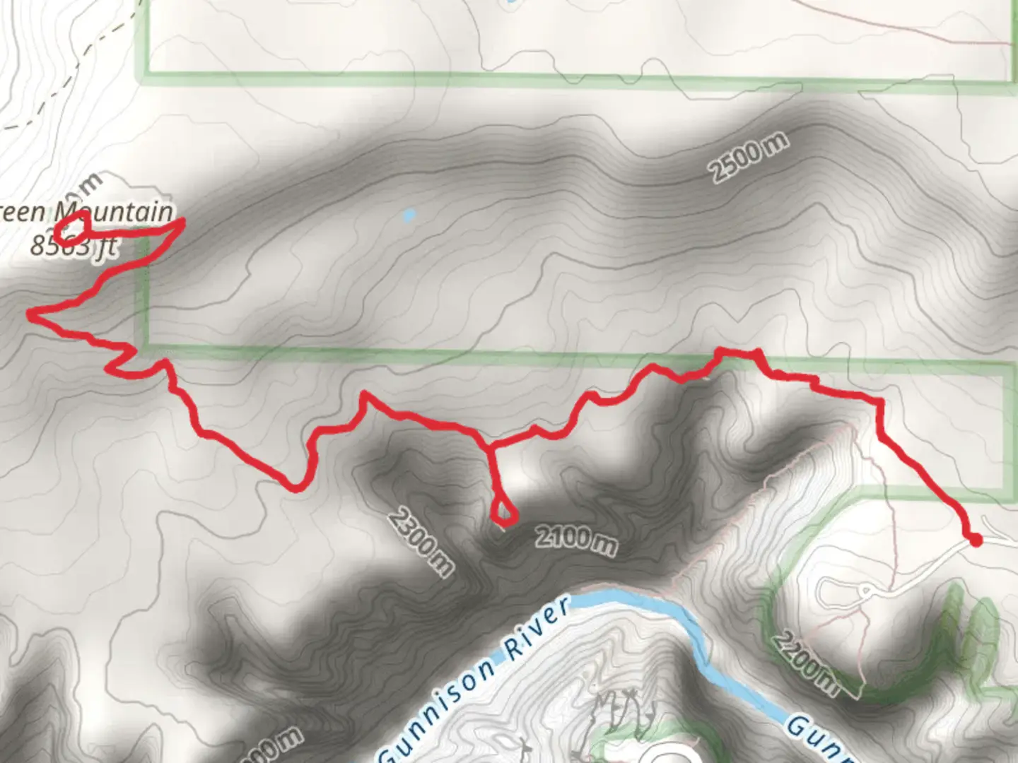 An image depicting the trail Green Mountain via North Vista Trail and its surrounding area.