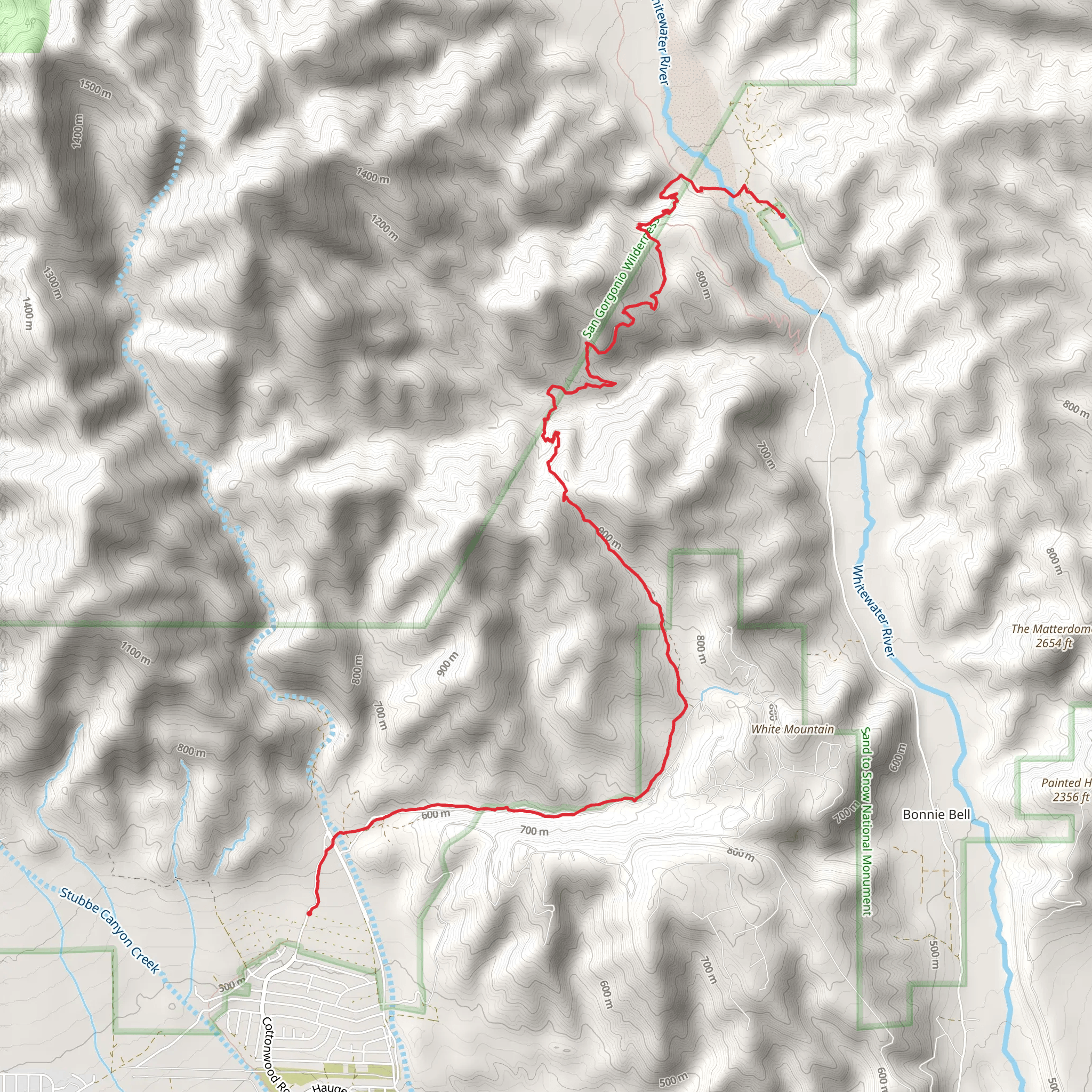 Pacific Crest Trail from Whitewater Canyon Road mobile static map