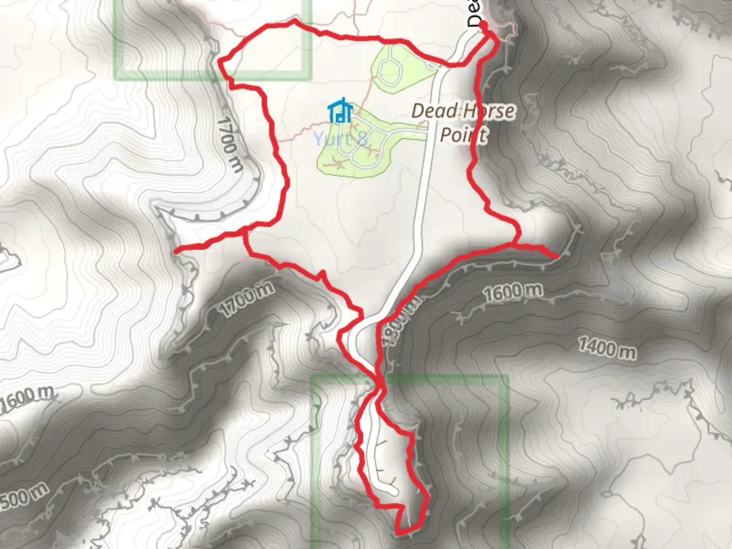 An image depicting the trail Basin Overlook, Dead Horse Point and Meander Overlook Loop and its surrounding area.