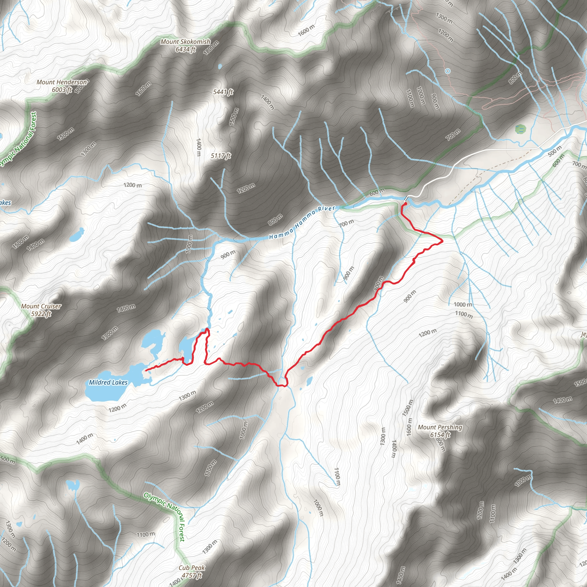 Mildred Lakes Trail mobile static map