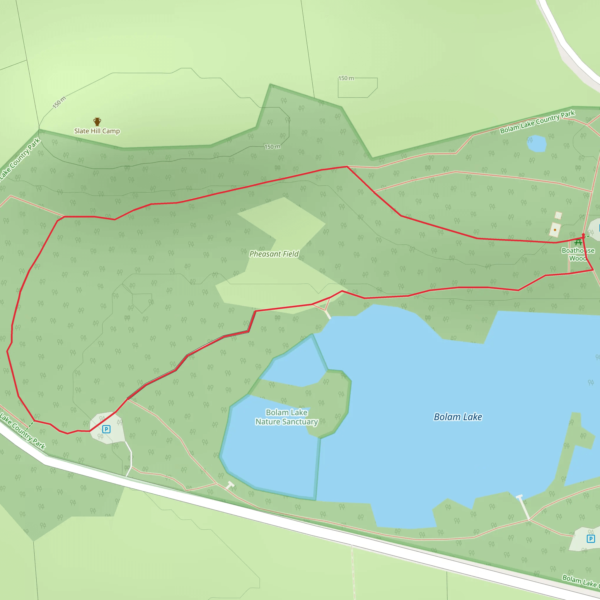 Bolam Lake Country Park Loop mobile static map