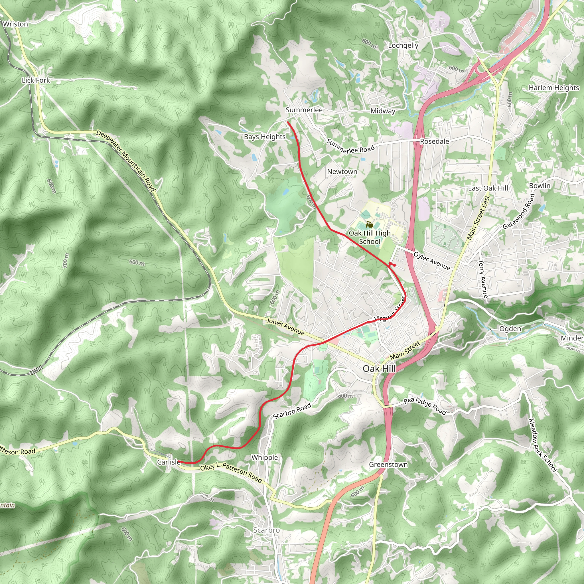 White Oak Rail Trail mobile static map