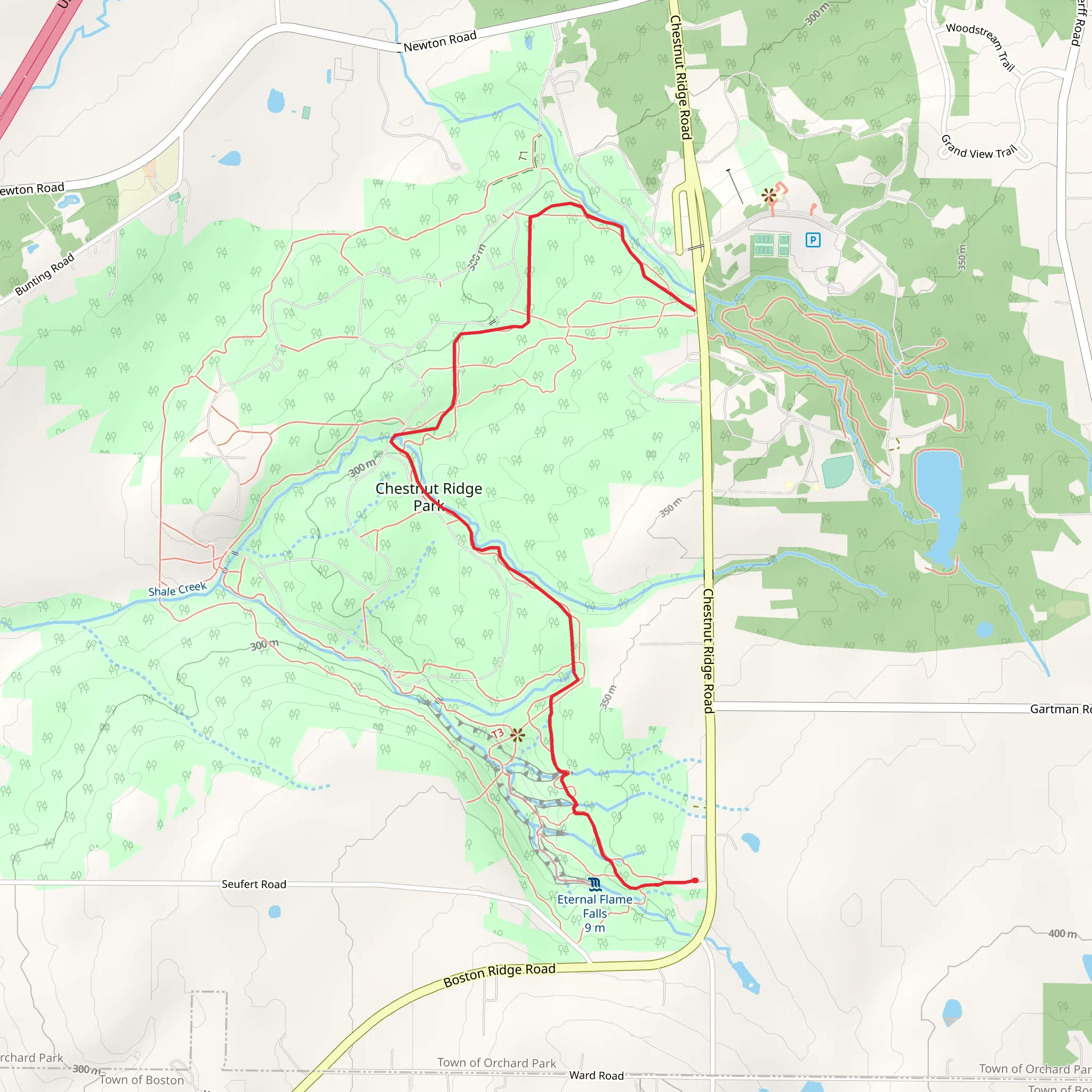 Chestnut Ridge Park via Boy Scout Trail mobile static map