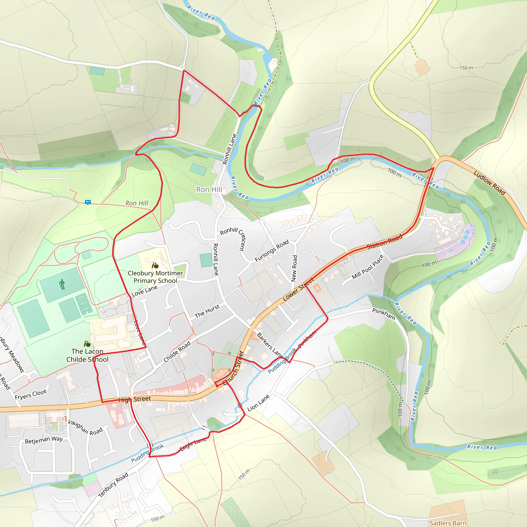 Cleobury Mortimer to Ron Hill Loop mobile static map