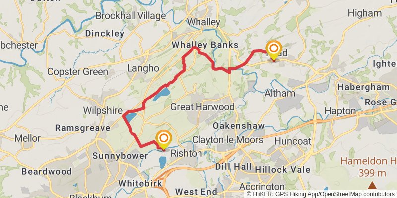 Great Harwood Loop from Rishton stage 2 Map