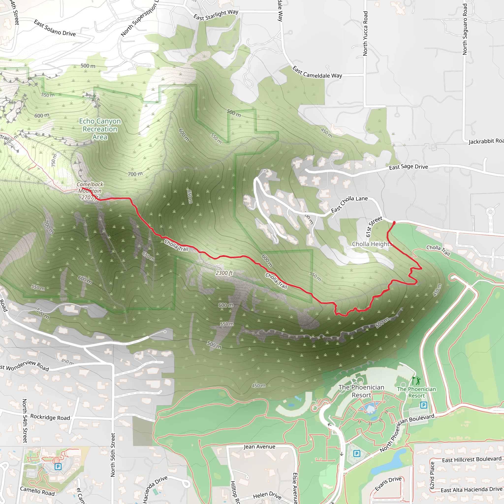 Cholla Trail mobile static map