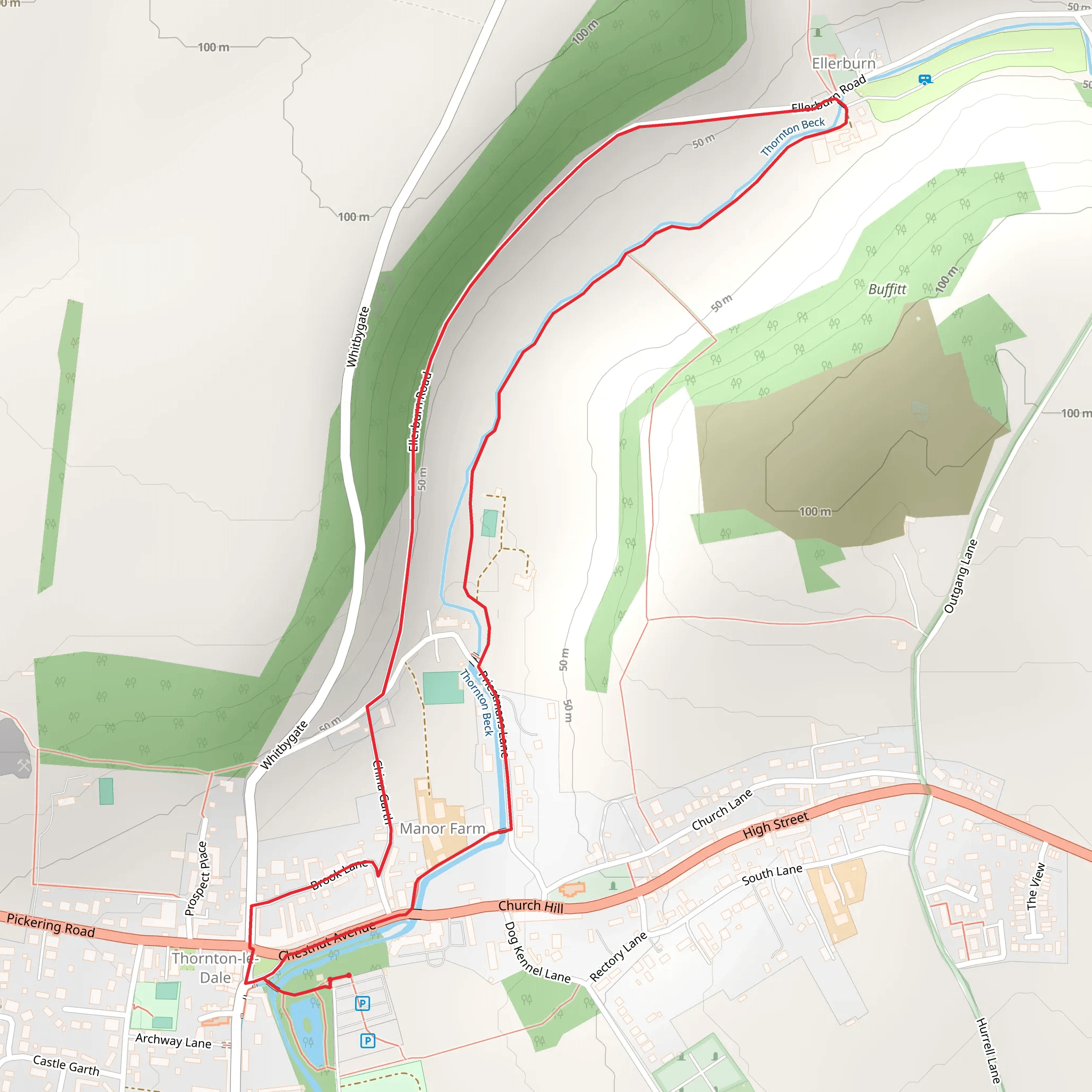 Thornton Le Dale and Ellerburn Walk mobile static map