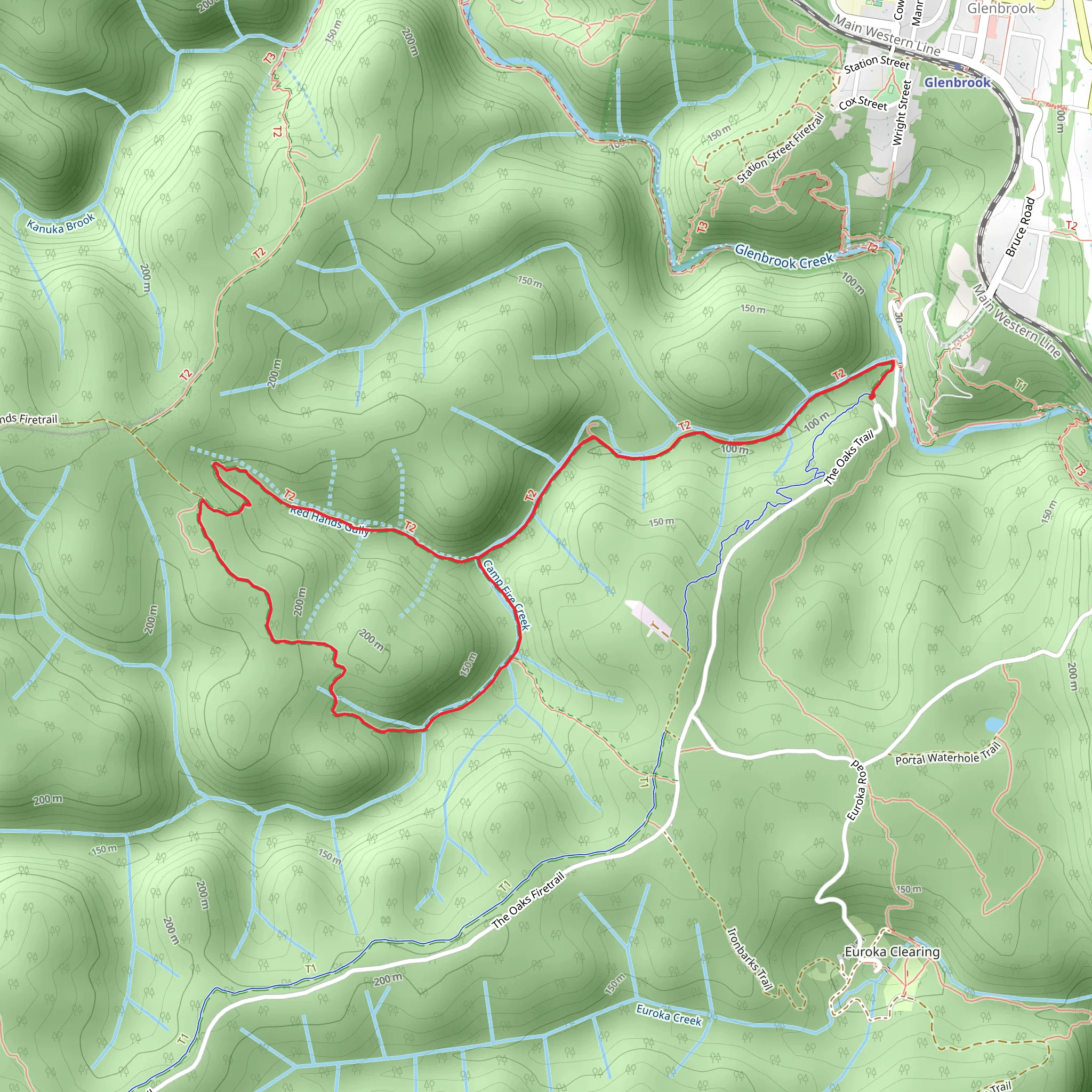 Red Hands Cave Walking Track - Blue Mountains National Park mobile static map