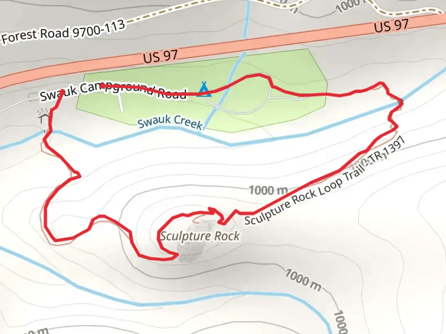 An image depicting the trail Sculpture Rock Trail and its surrounding area.