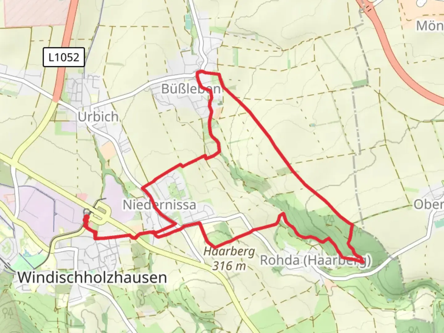 An image depicting the trail Peterbachtal Loop and its surrounding area.