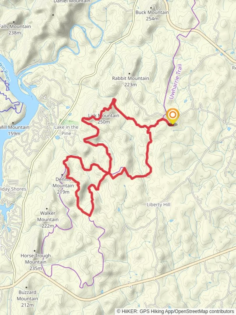 Lick Mountain via Uwharrie Loop Trail Montgomery County North