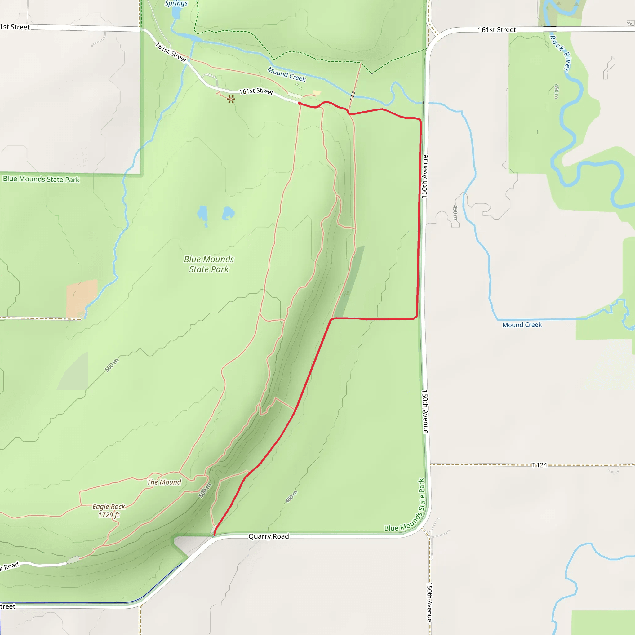 Blue Mounds Hiking Trail mobile static map