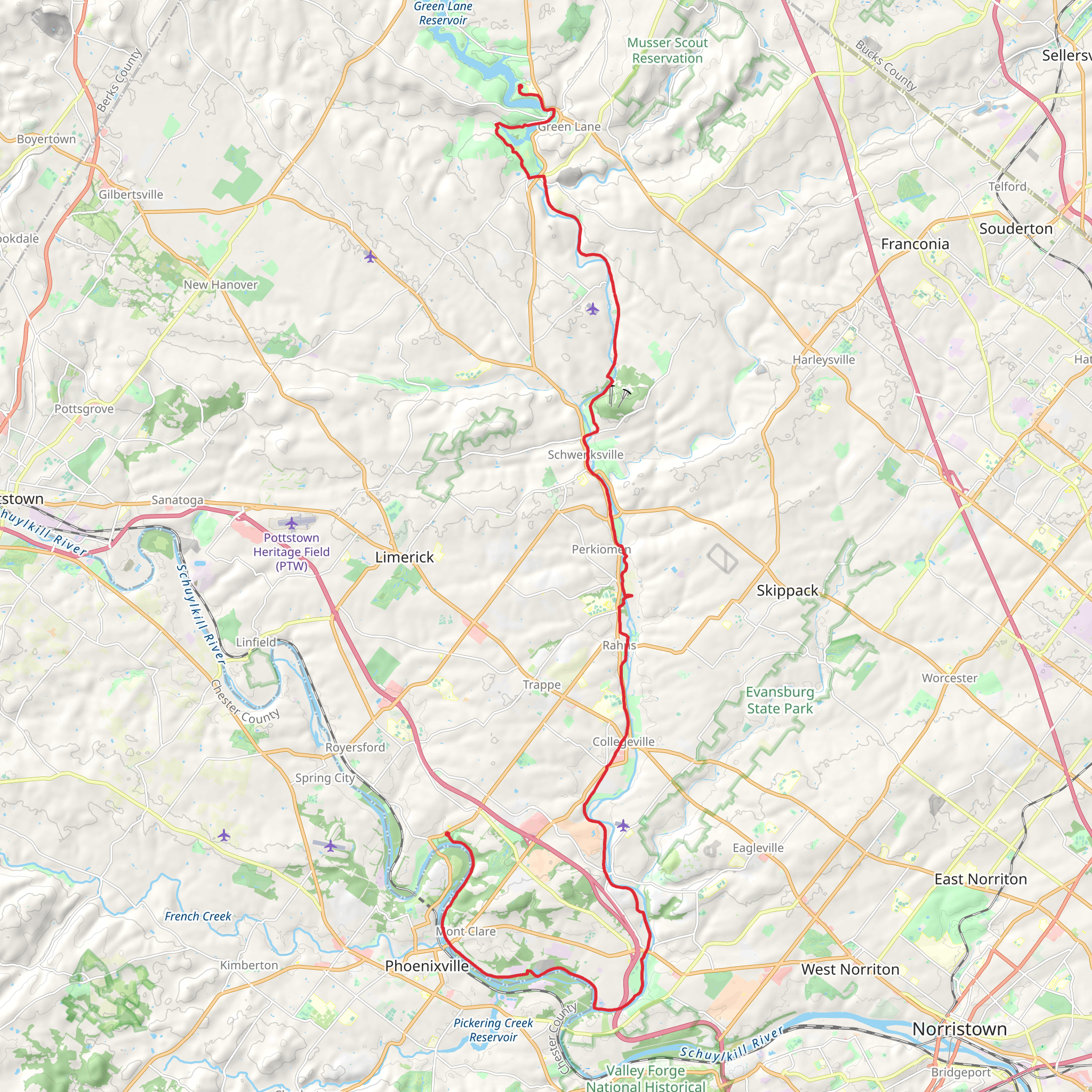 Schuylkill River and Perkiomen Trails mobile static map