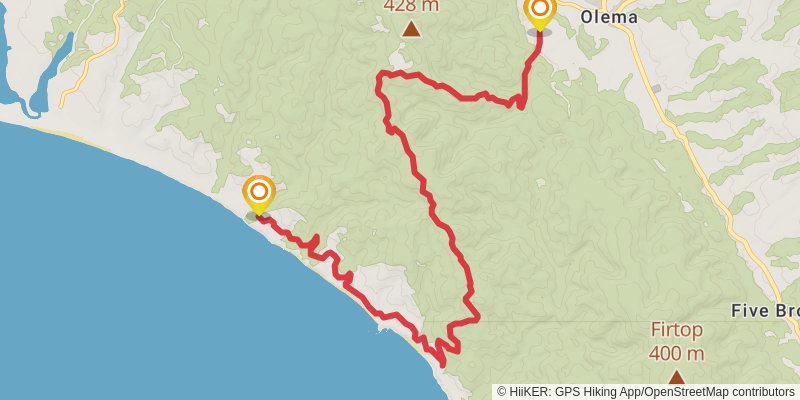 Meadow Trail and Sky Trail to Coast Trail stage 2 Map
