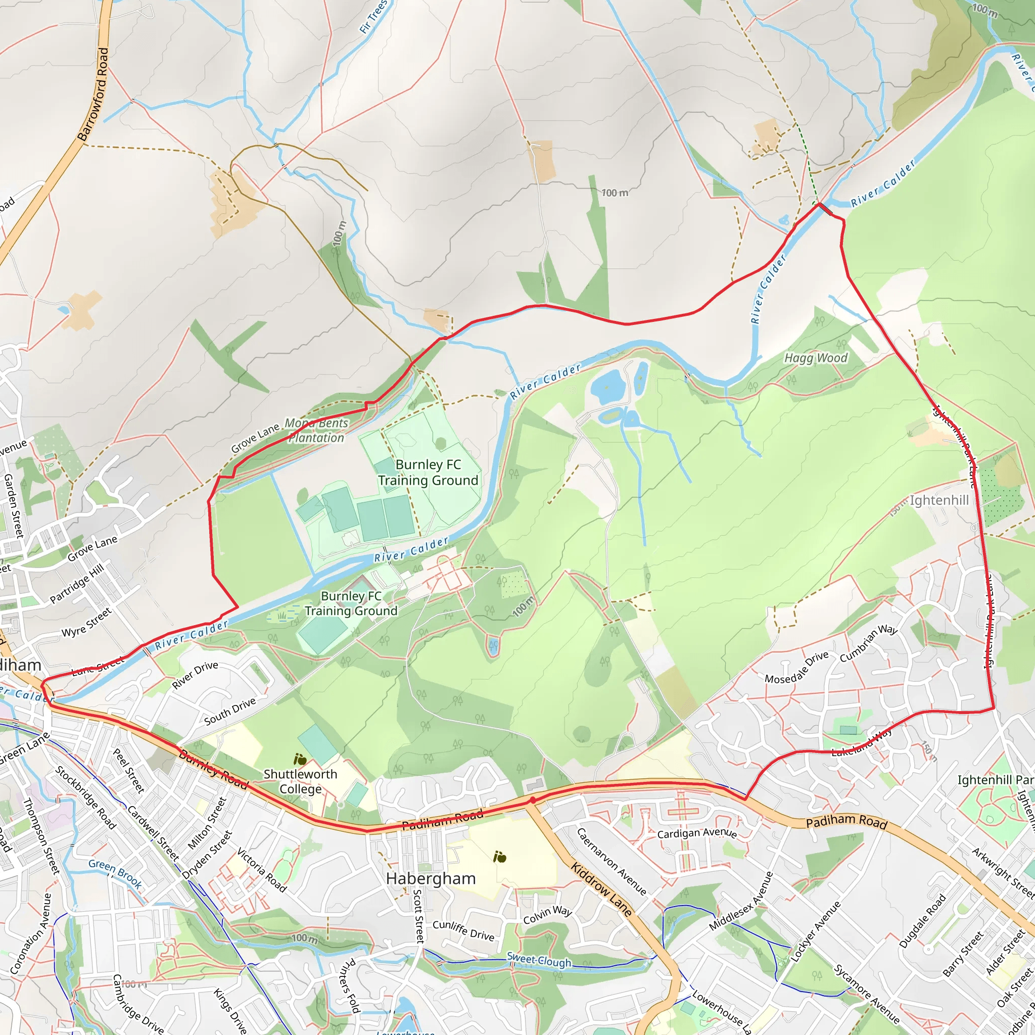 Mona Bents Plantation in Ightenhill Country Park mobile static map