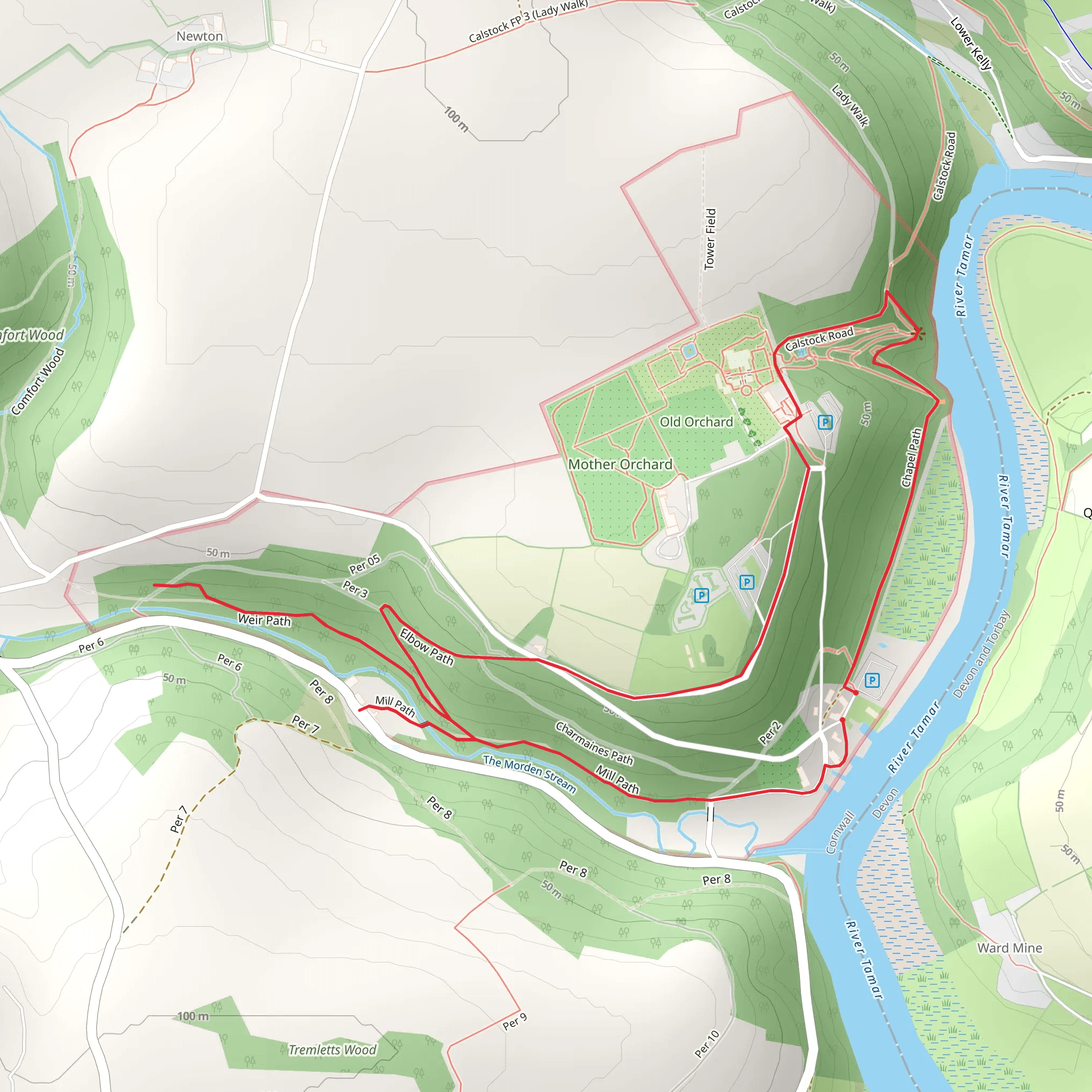 Cotehele Circular Walk mobile static map