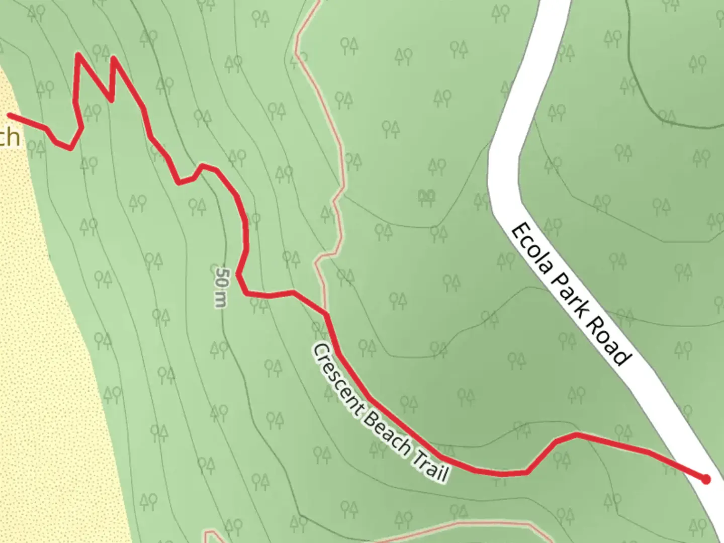An image depicting the trail Crescent Beach and its surrounding area.