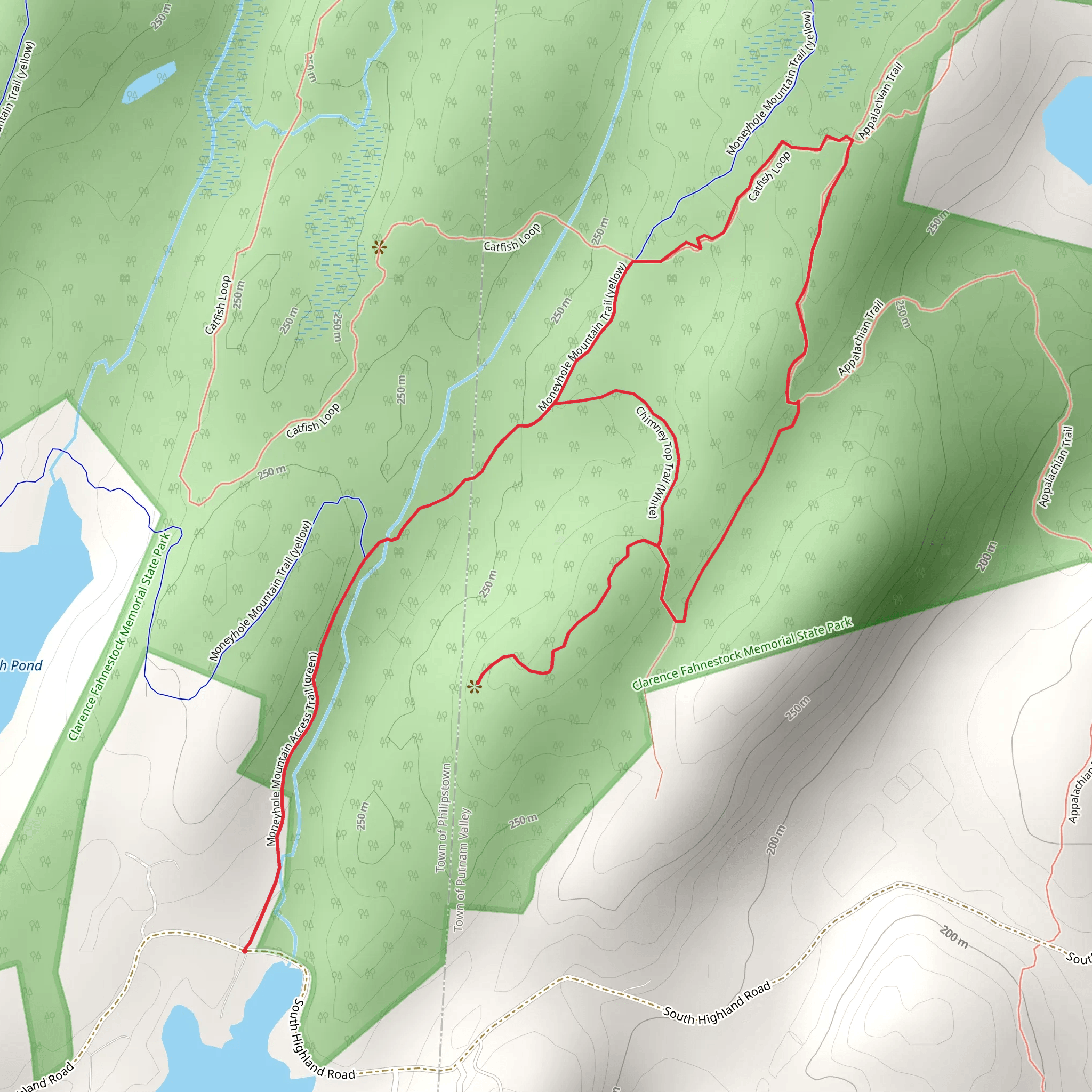 Chimney Top Trail - White and Catfish Loop Trail mobile static map