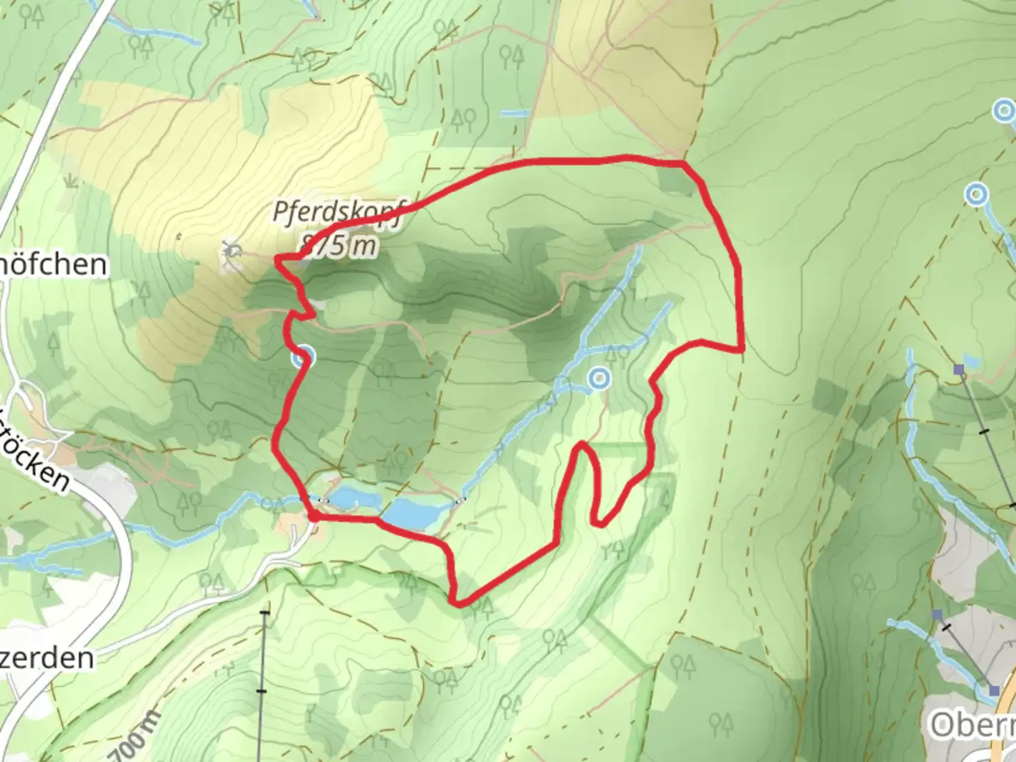 An image depicting the trail Guckaisee, Lütter and Pferdskopf Loop via Abtsroda - Rhön Rundweg 6 and its surrounding area.