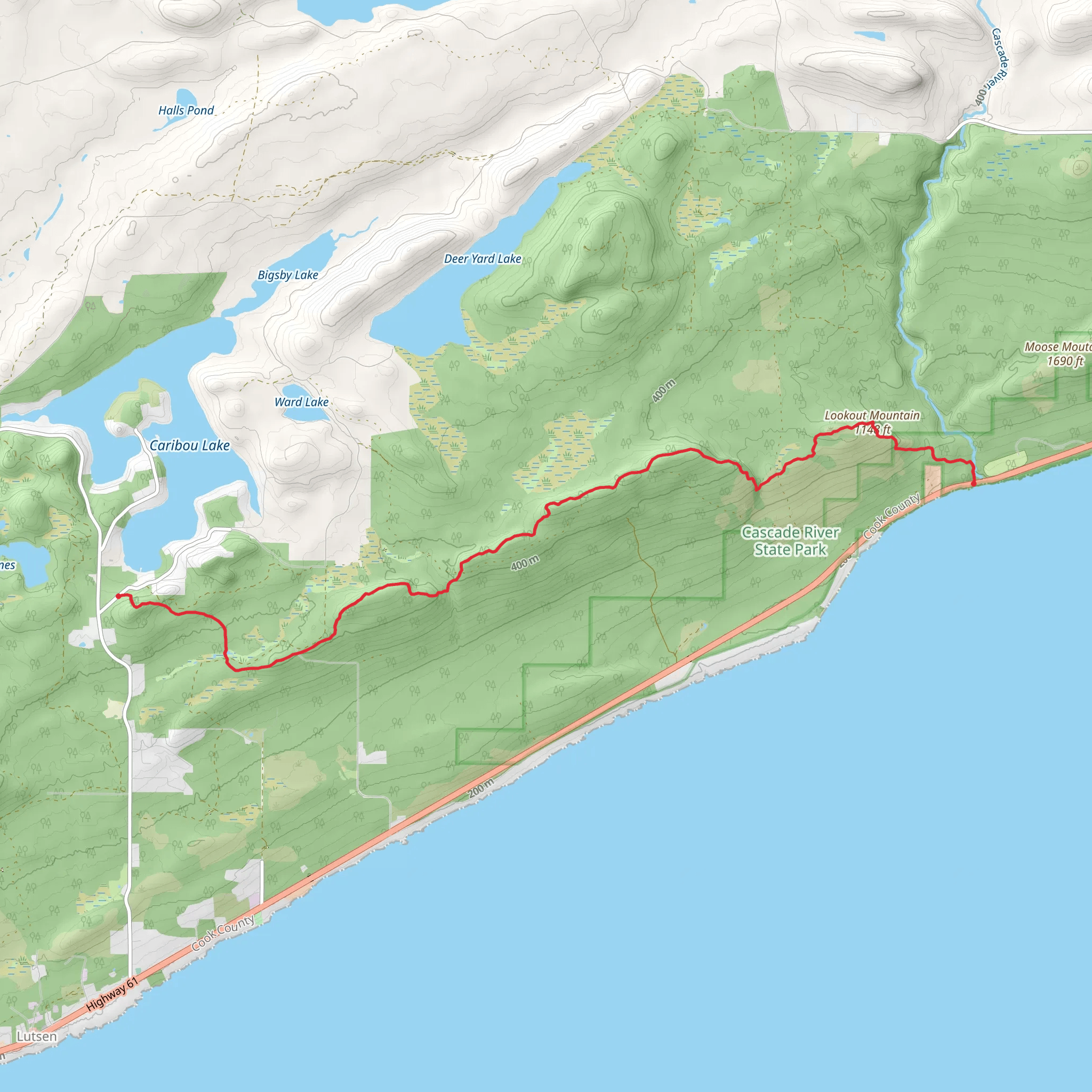 Superior Hiking Trail and Lookout Mountain mobile static map
