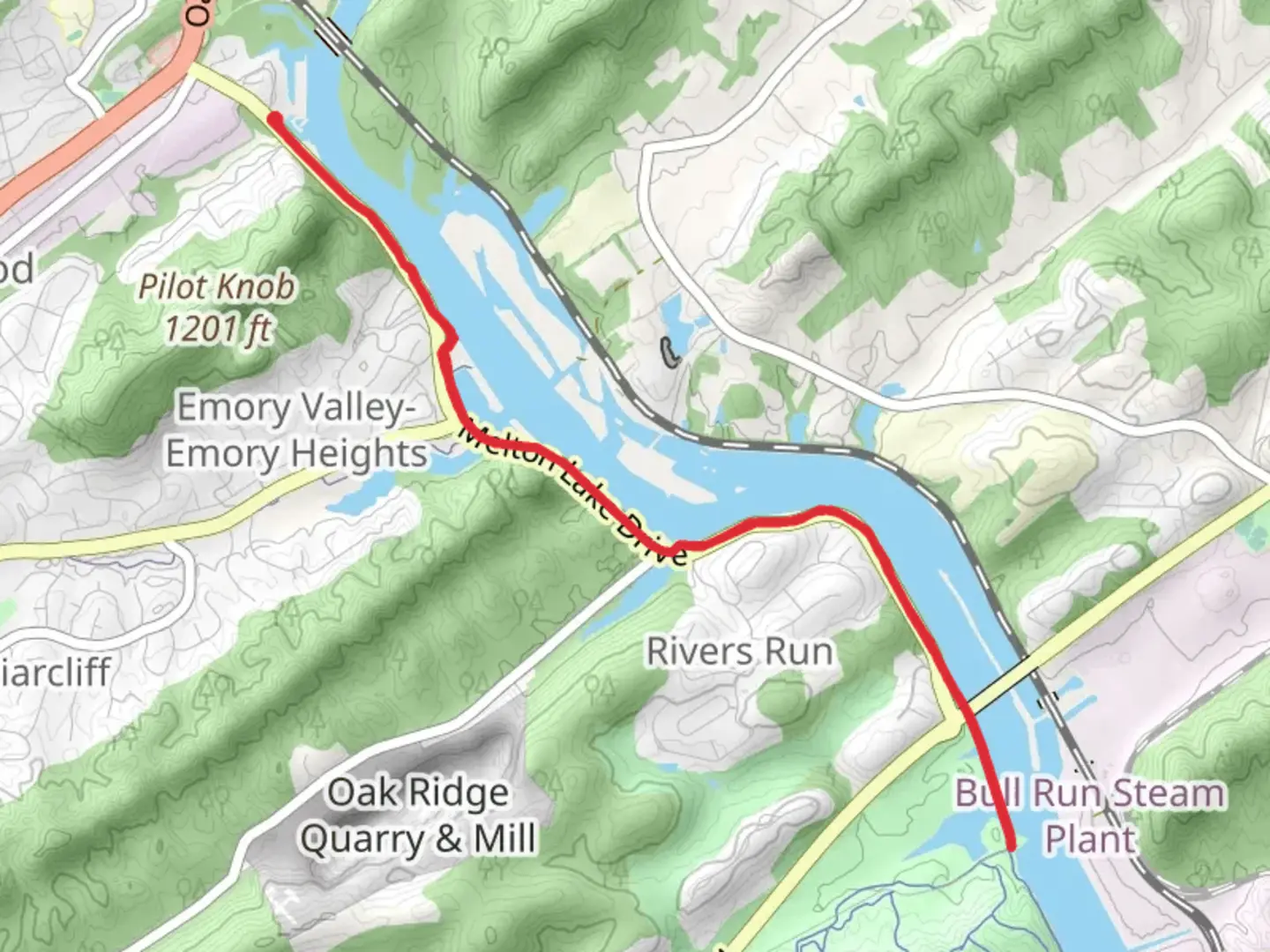 An image depicting the trail Melton Lake Greenway Out and Back and its surrounding area.