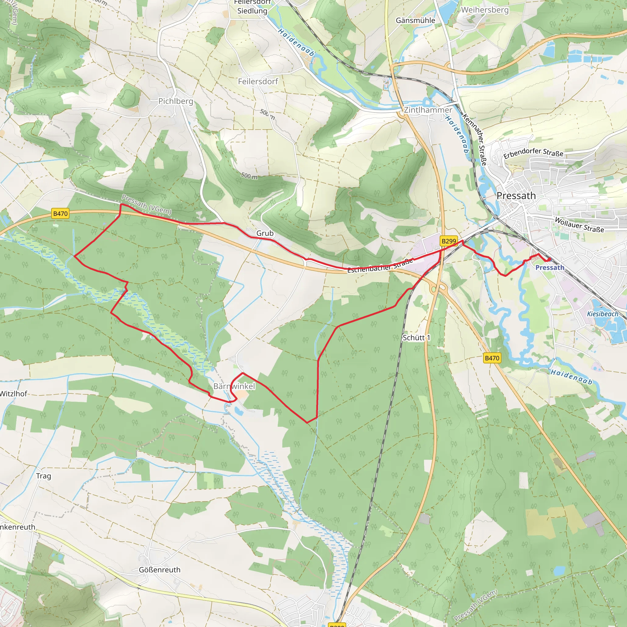 Pressather Rundwanderweg mobile static map