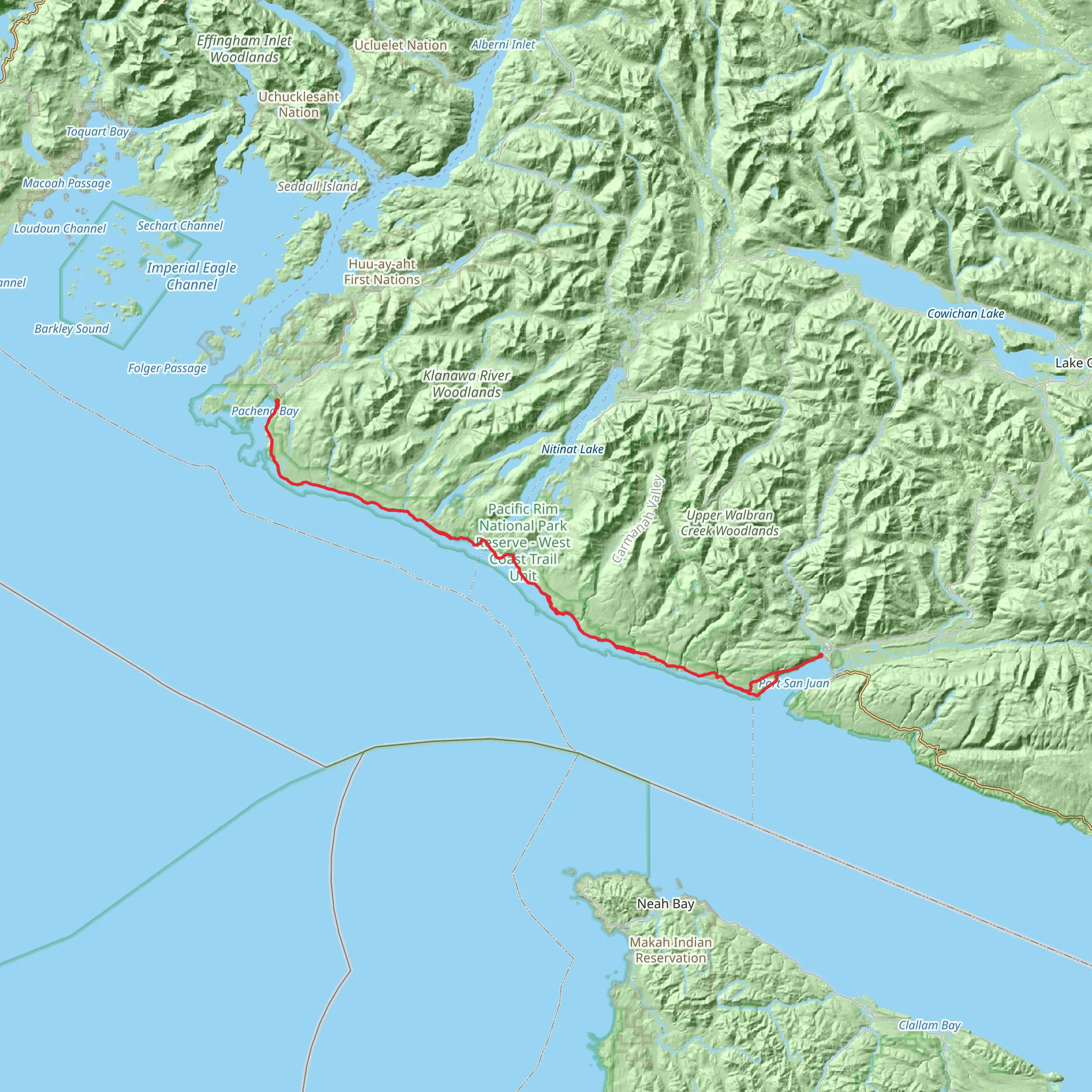 West Coast Trail mobile static map