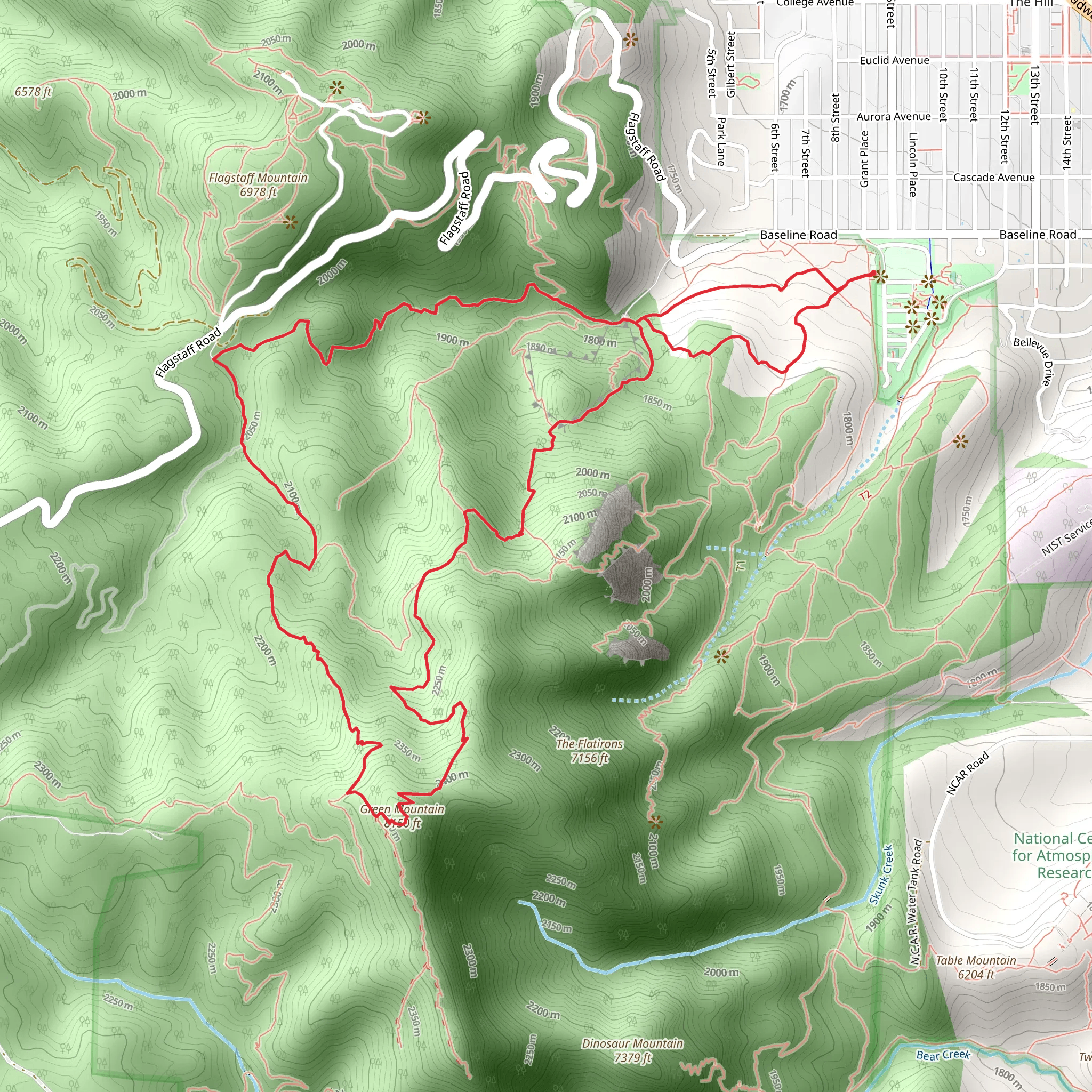 Chautauqua, Green Mountain West Ridge and Gregory Canyon Loop Trail mobile static map