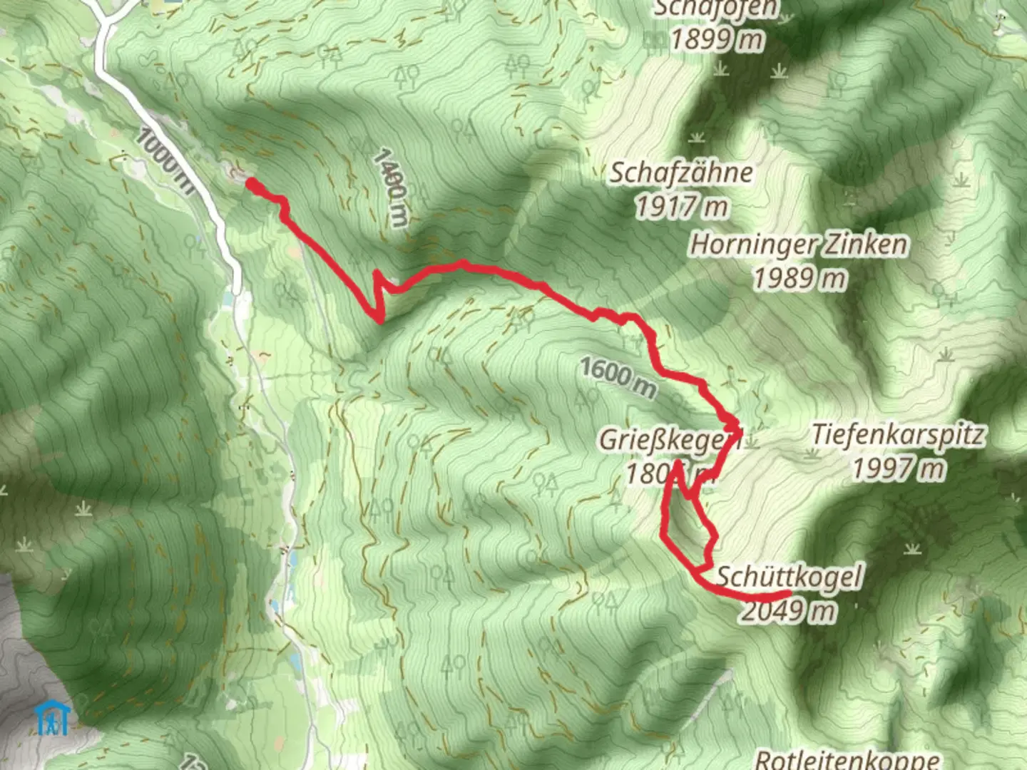 An image depicting the trail Schūttkogel and its surrounding area.