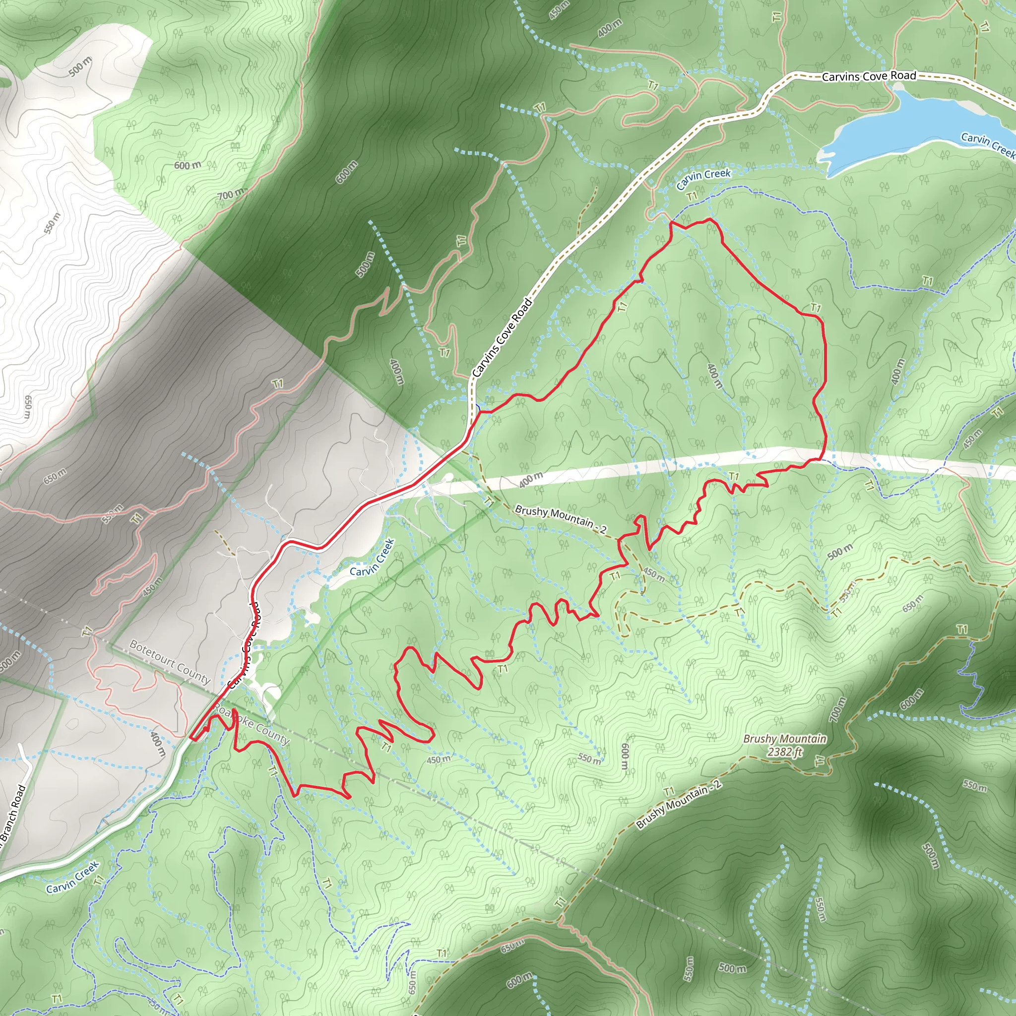 Four Gorges and Tuck-A-Way Loop mobile static map