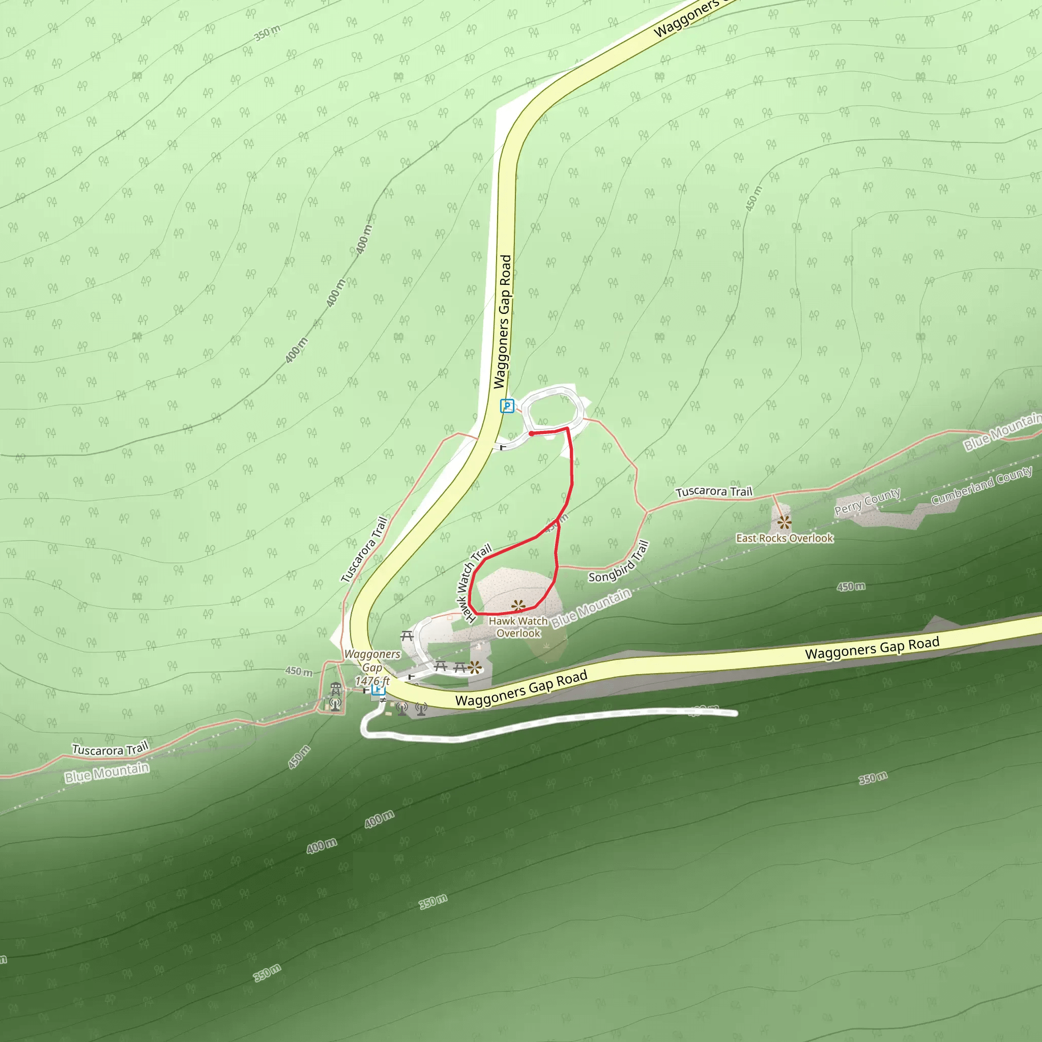 Hawk Watch Loop Trail mobile static map