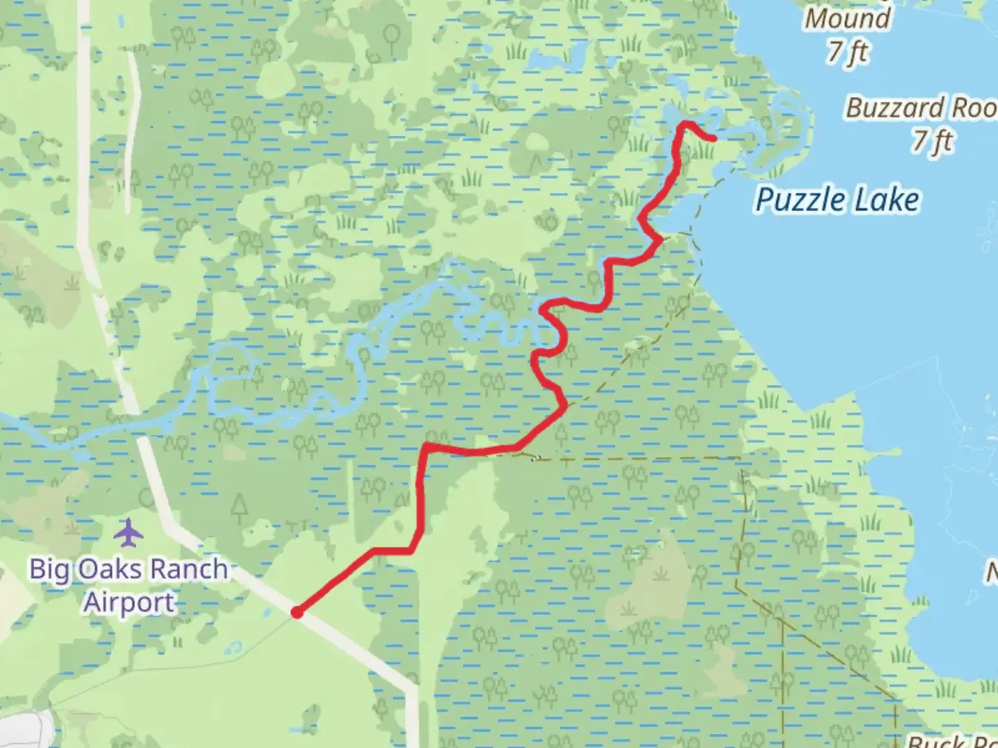 An image depicting the trail Culpepper Bend Trail and its surrounding area.