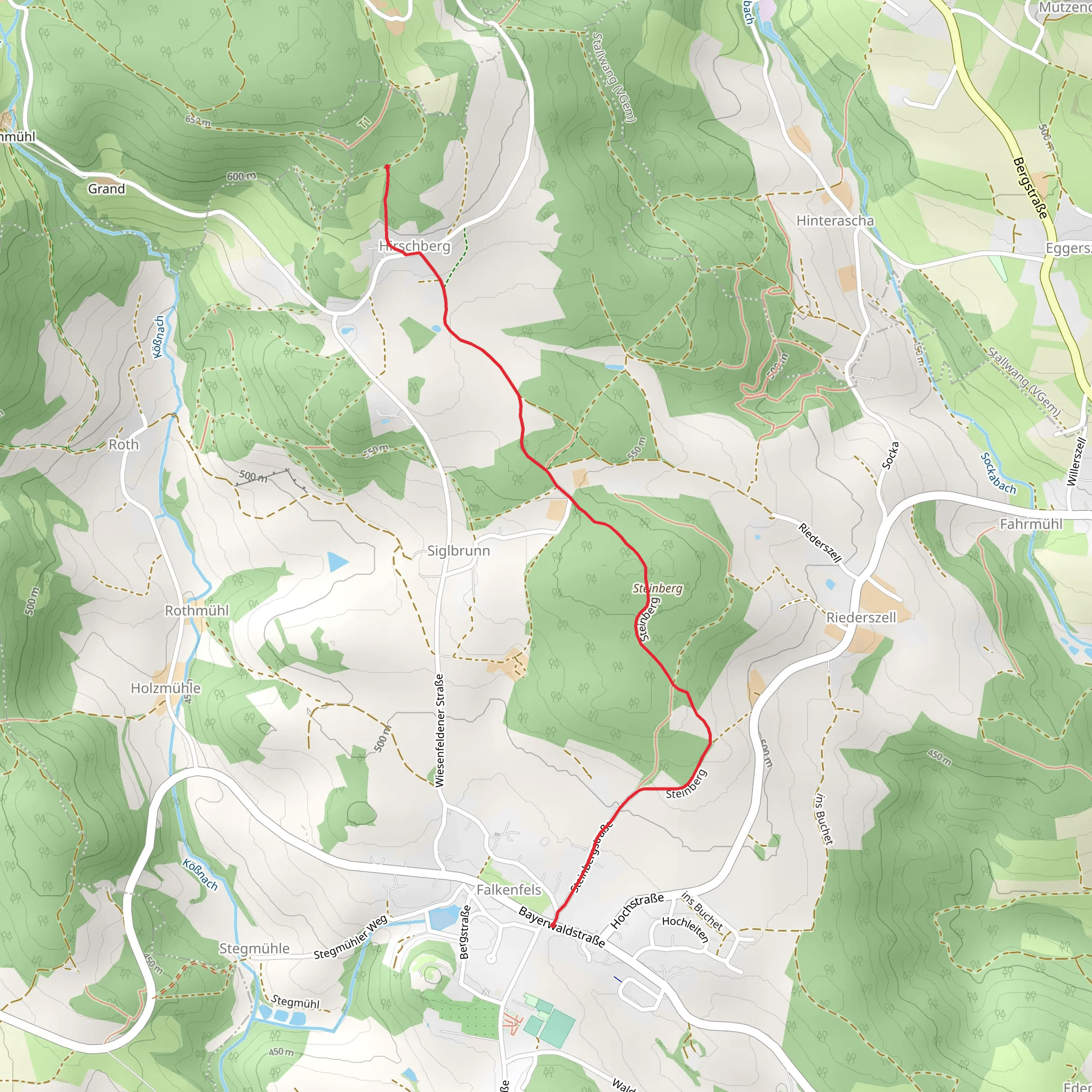 Falkenfels to Hirschberg Walk mobile static map
