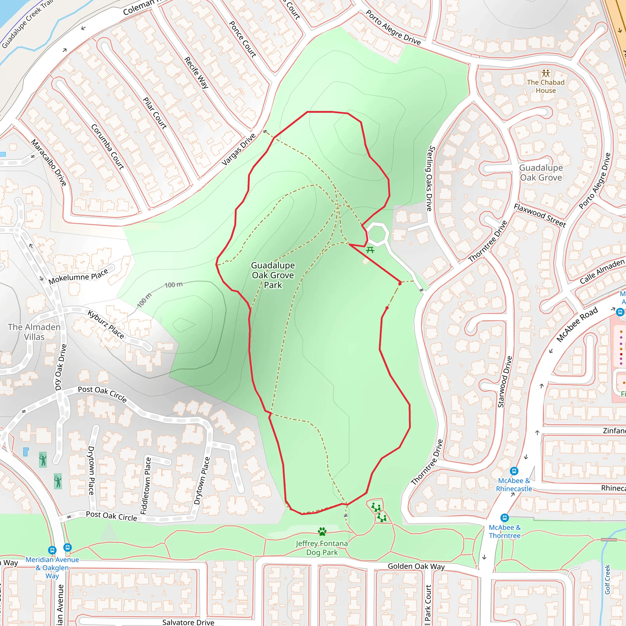 Guadalupe Oak Grove Park Loop mobile static map
